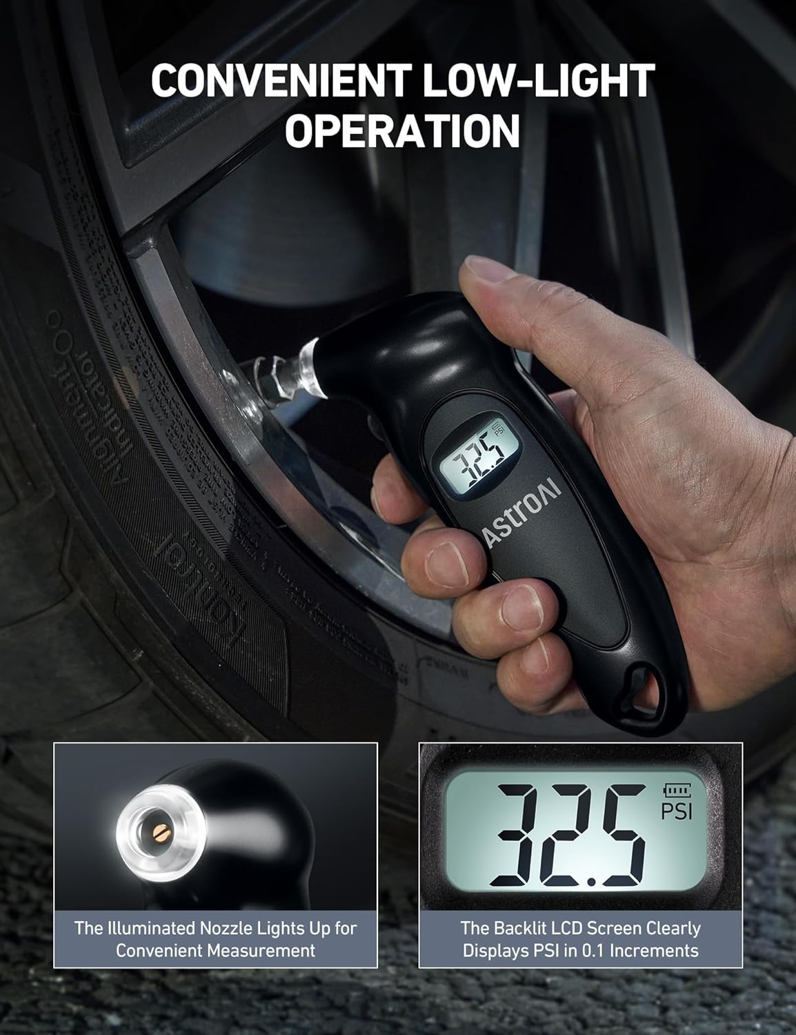 Detalle de AstroAI Digital Tire Pressure Gauge 0-150 PSI