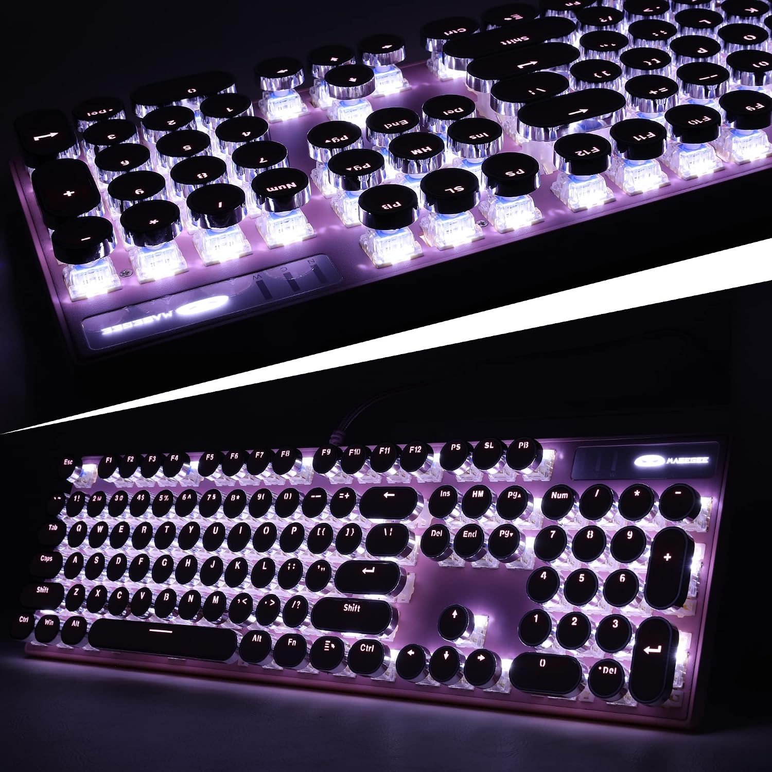 Thumbnail 3 de Camiysn CPKJXFBPINK527 Typewriter-Style Keyboard, 104 Blue-Switch Keys, White Backlight