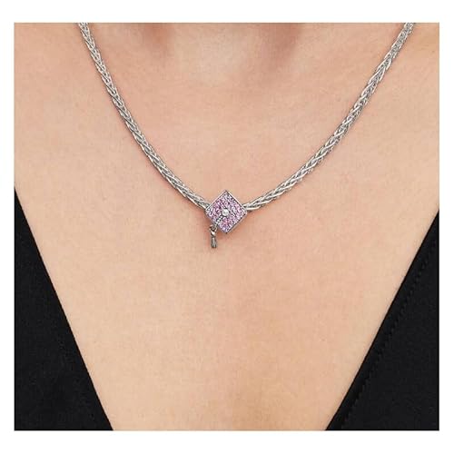 Detalle de PHCLASY Charm de Graduación Rosa 2026: Colgante artesanal para pulseras y collares, compatibilidad Europea/Americana