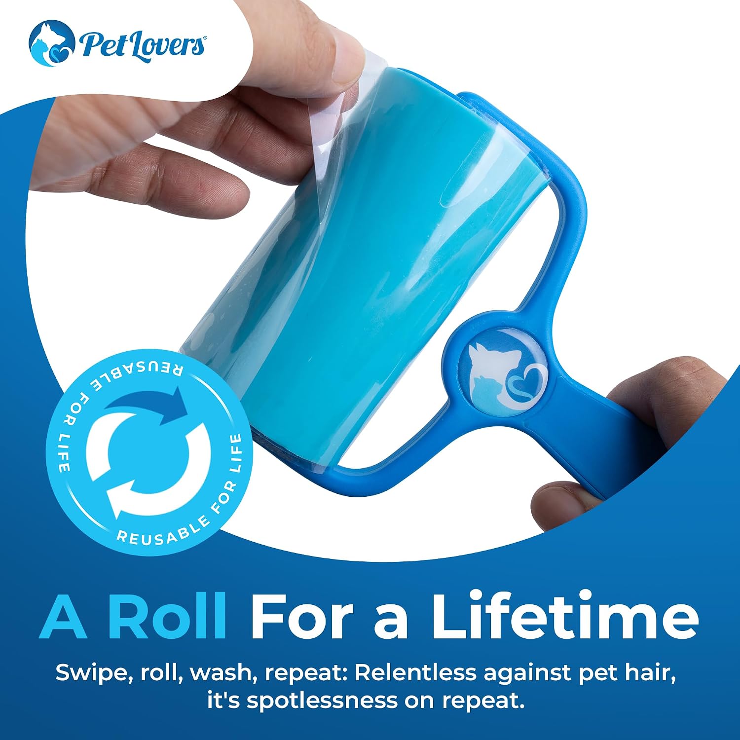 Thumbnail 2 de PetLovers EzRoll Reusable Lint Roller – Sticky for Life: Multi‑Surface Pet Hair & Dust Remover