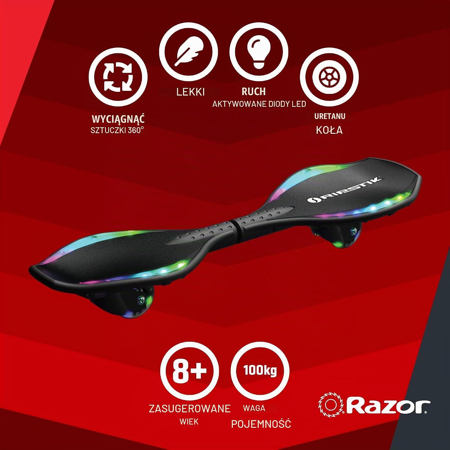Thumbnail 1 de Razor RipStik Ripster Lightshow – kompaktowa deska na dwóch kółkach z LED
