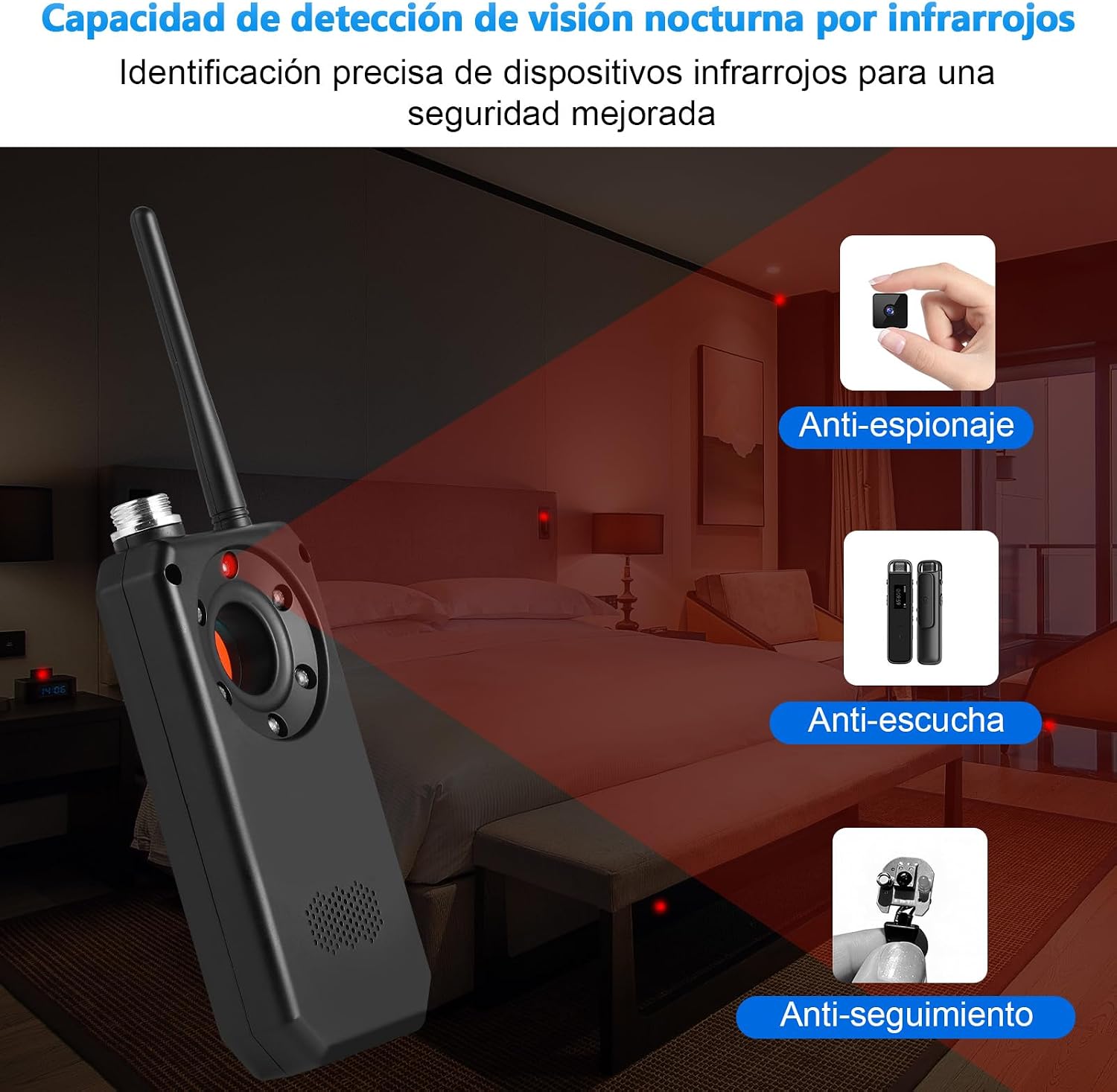 Thumbnail 6 de Diseleri Detector de Cámaras y Micrófonos Ocultos 4 en 1 – RF, GPS, Escáner de Señal y Sensor Magnético