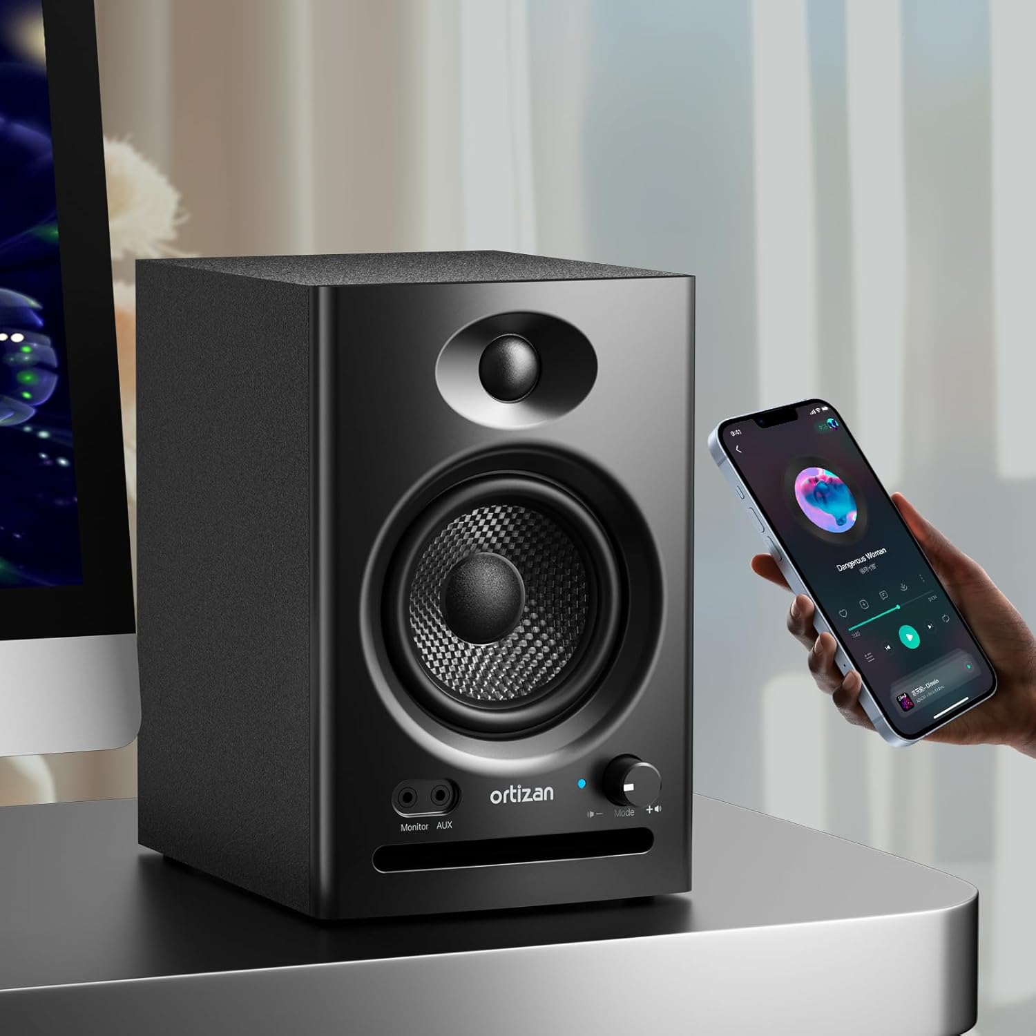 Detalle de Ortizan C7 Powered Studio Monitors, Bluetooth 5.3, 3.5-Inch Woofer