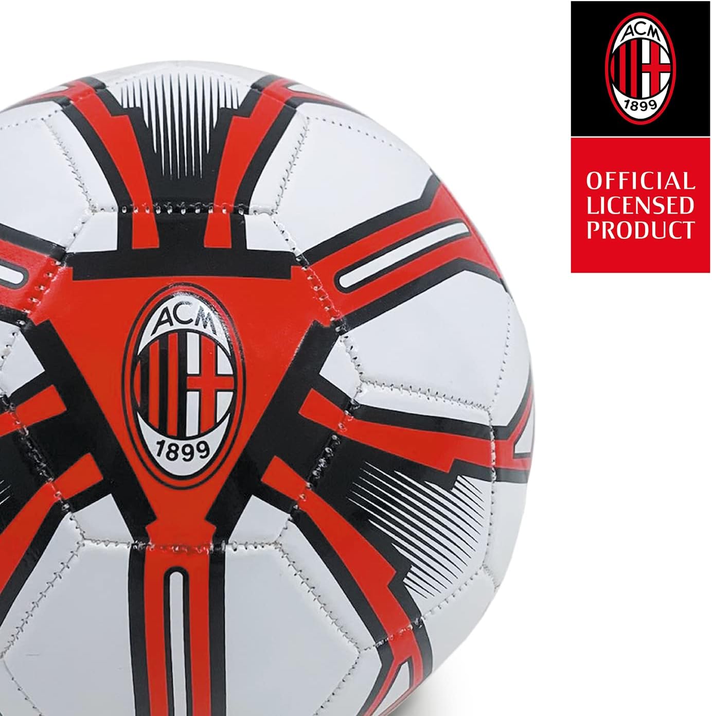 Thumbnail 4 de Mondo Toys pallone da calcio Cucito A.C. Milan misura 5 (13449) rosso/nero