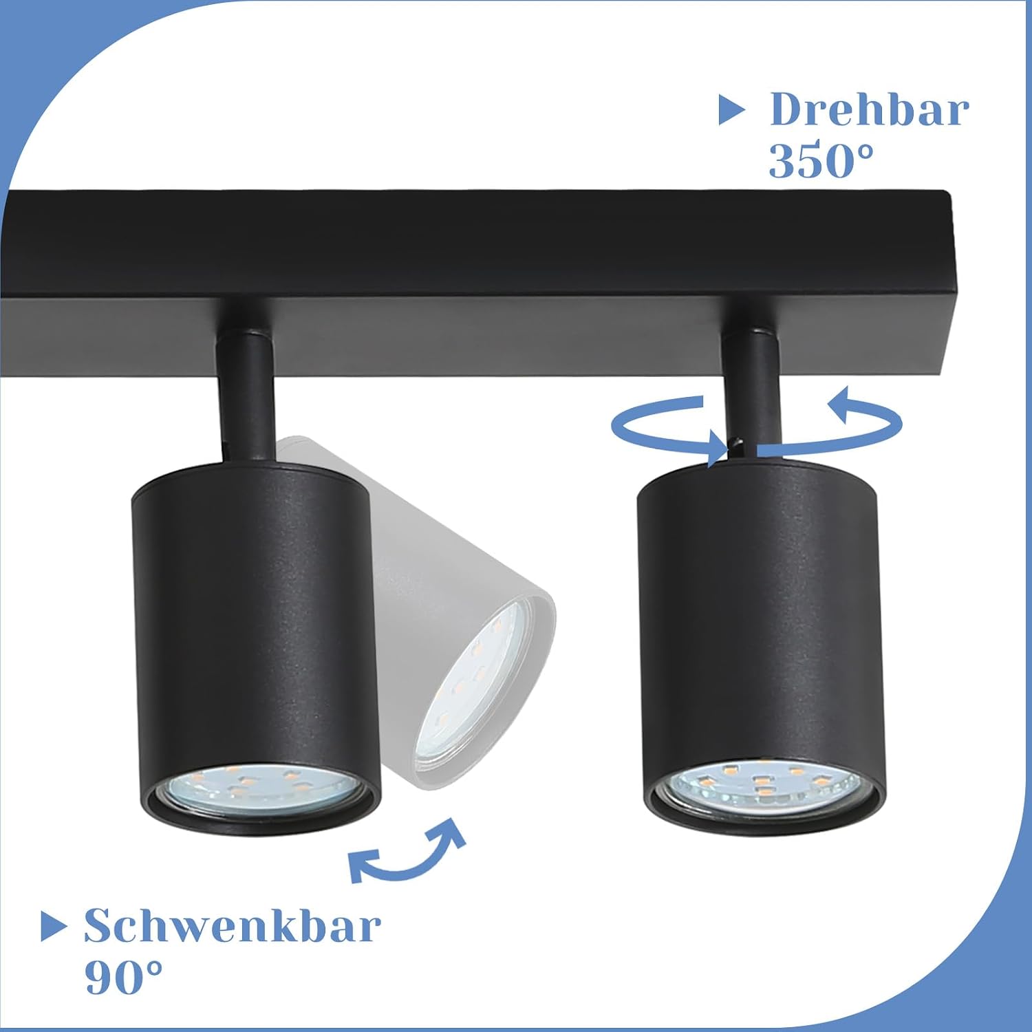 Thumbnail 1 de Lichtmaler Deckenstrahler 6 Flammig Schwarz – LED-Deckenleuchte mit Schwenkbarkeit (GU10, ohne Leuchtmittel)