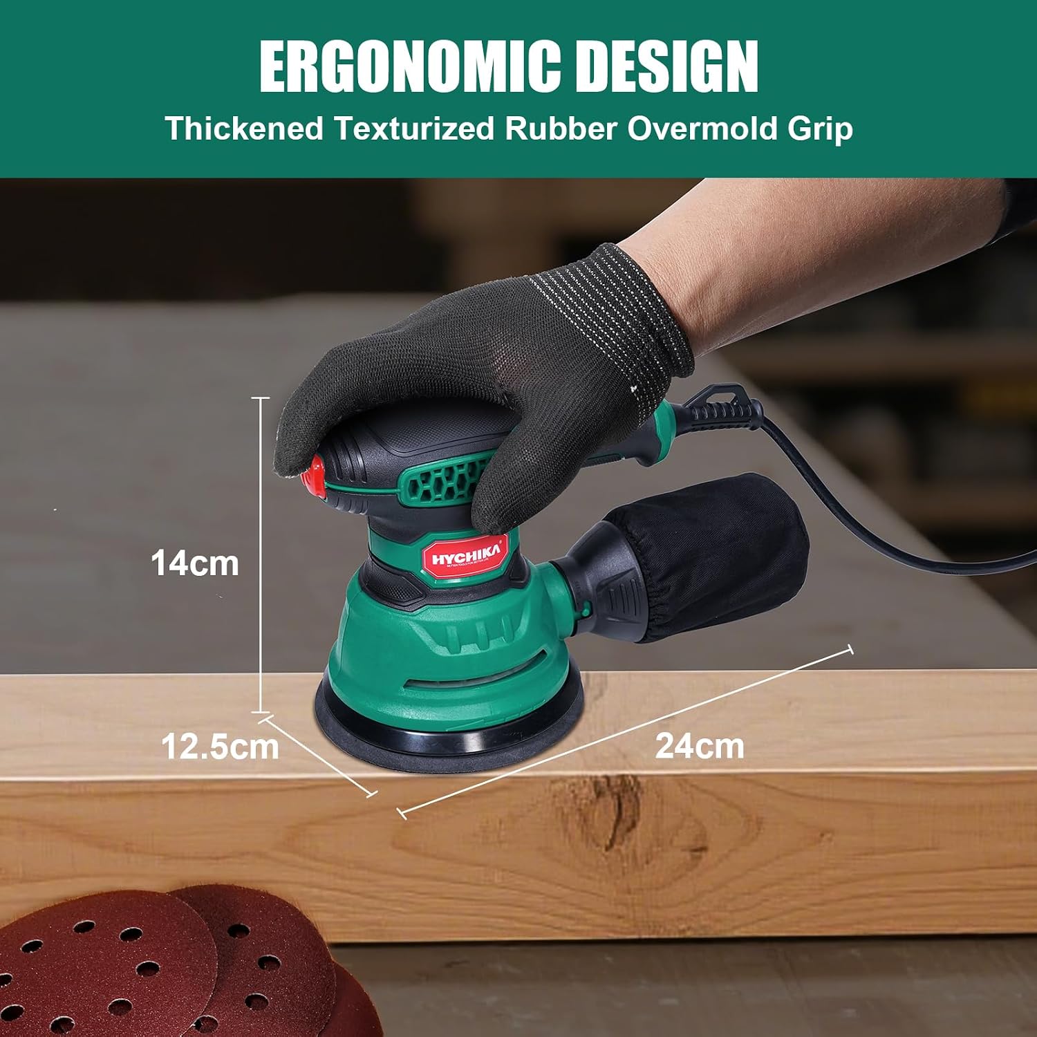 Thumbnail 1 de HYCHIKA Random Orbital Sander 300W (up to 12000 OPM) with 6 speed control
