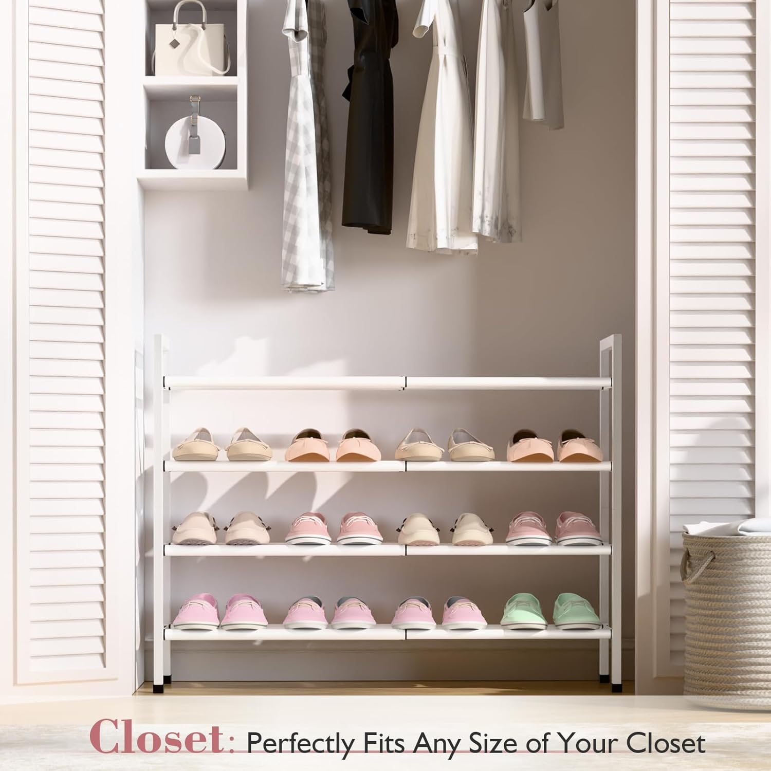 Thumbnail 1 de Bumusty 4‑Tier Expandable Shoe Rack for Closet (18–33 inches)