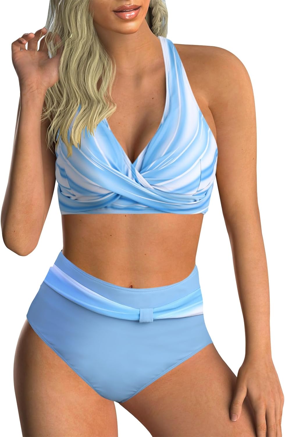 Thumbnail 6 de Adigaber Damen Bikini Badeanzug V-Ausschnitt