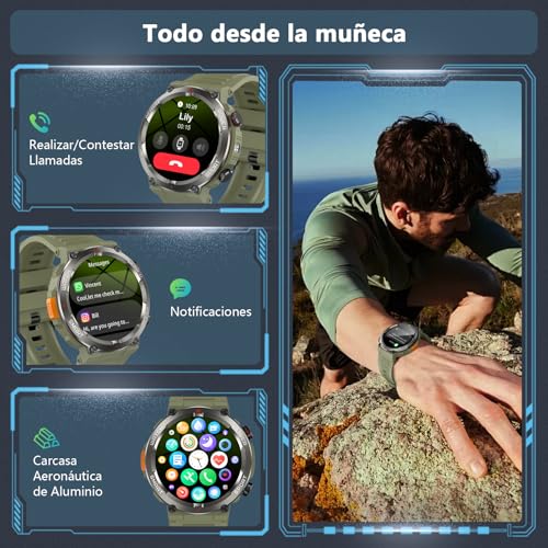 Detalle 2 de Baolubao Reloj Inteligente Hombre: Linterna, Brújula y Llamadas Bluetooth