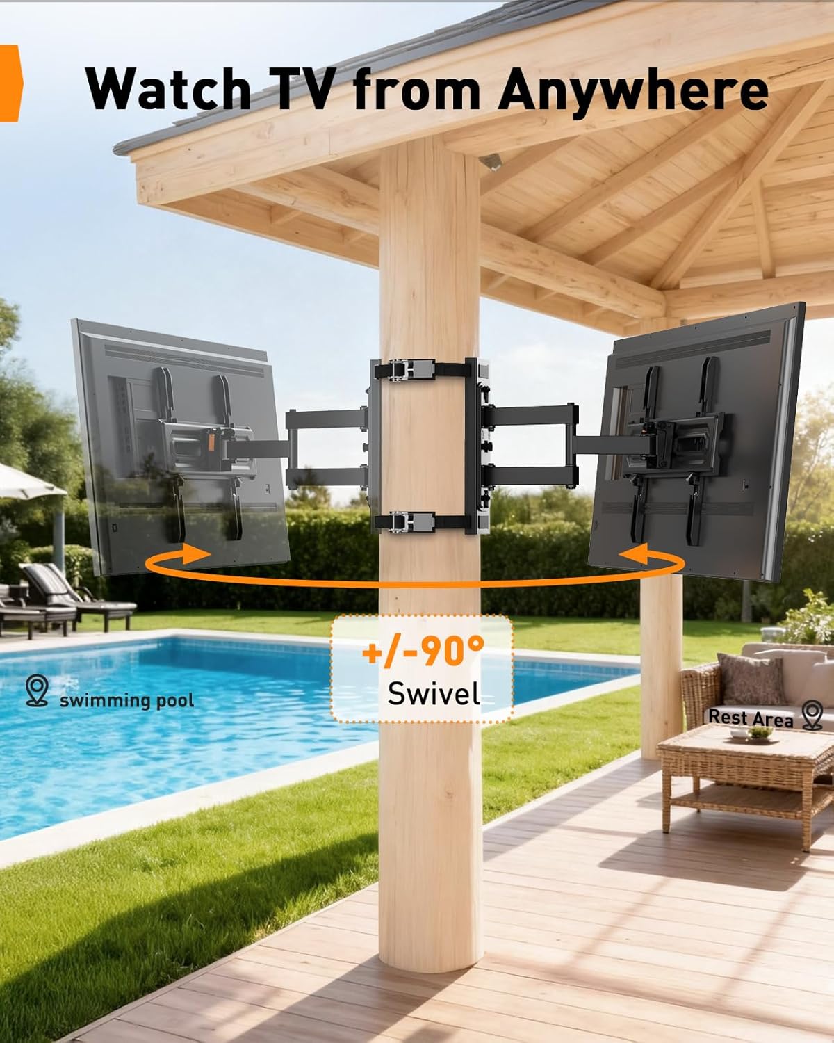 Detalle de Perlegear Gazebo TV Mount for Most 26-74" TVs, No Drill Pillar TV Mount