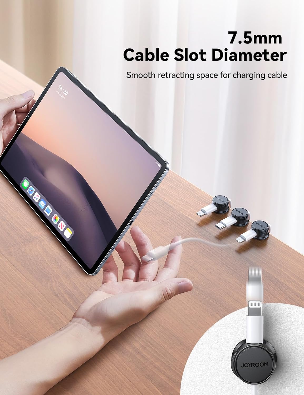 Detalle de JOYROOM 6-Pack Magnetic Cable Tidy Clips: Practical Cable Management for Desk and Home