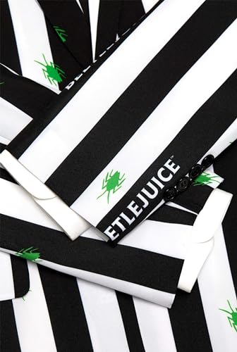 Detalle 2 de OFFSTREAM Beetlejuice Men's Costume Suit, Size S, Striped with Tie