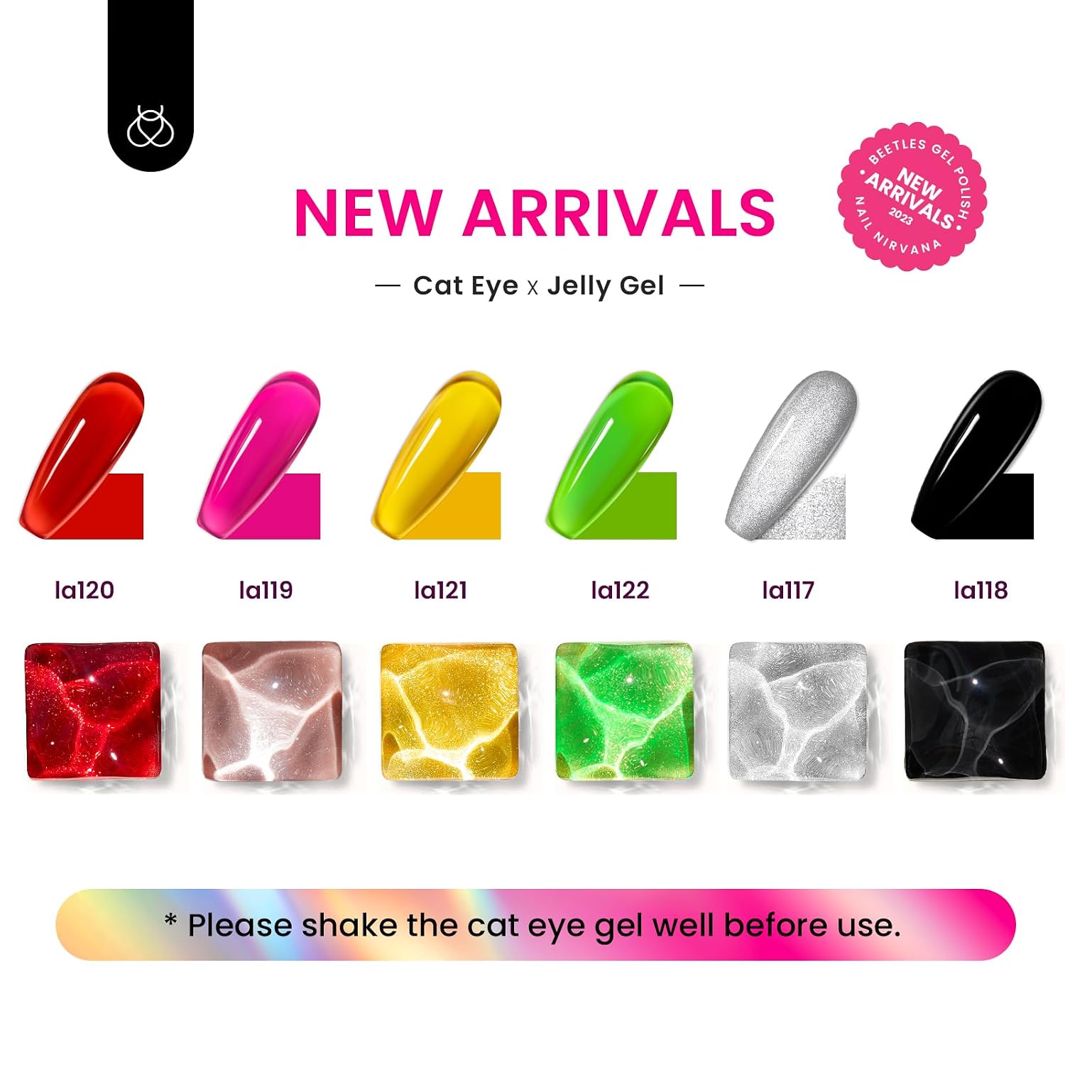 Detalle 2 de Beetles Cat Eye Gel Polish 5 Farben Set