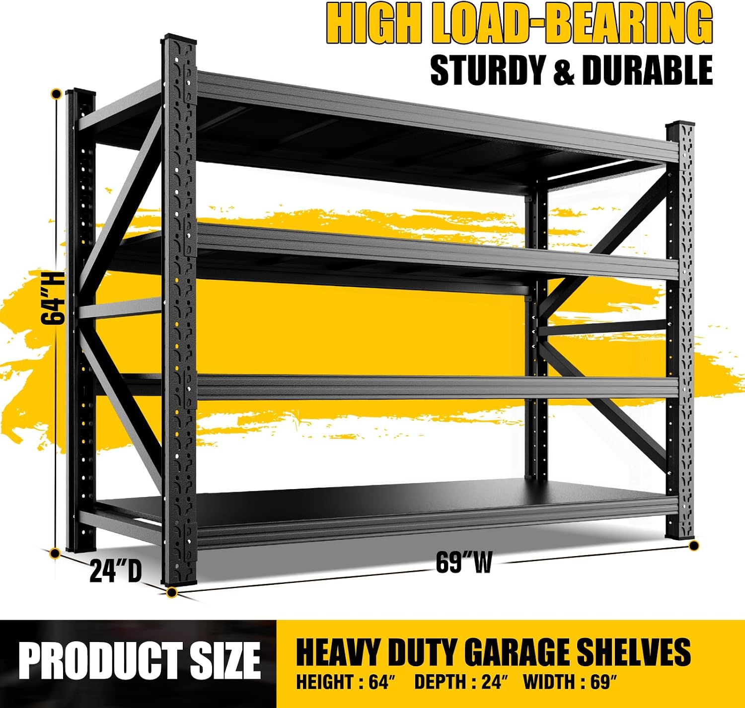 Detalle de CCIOBTE Garage Shelving 4-Tier Metal Rack, 5,000 lb Capacity, Adjustable