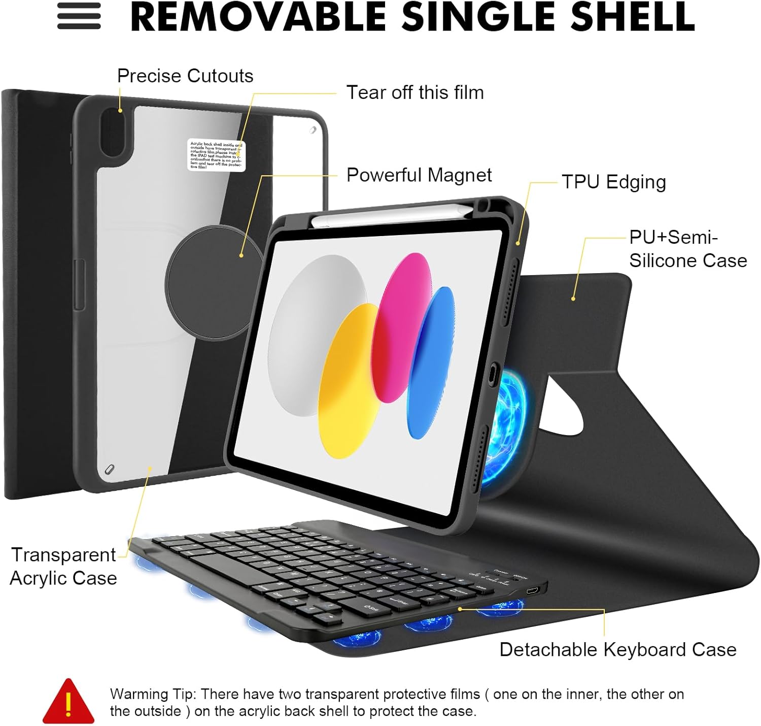 Thumbnail 2 de Nsyee Magnetic Detachable Keyboard Case with Mouse for 10.2/10.5 Inch iPad (9th–7th Gen) and iPad Pro 2017