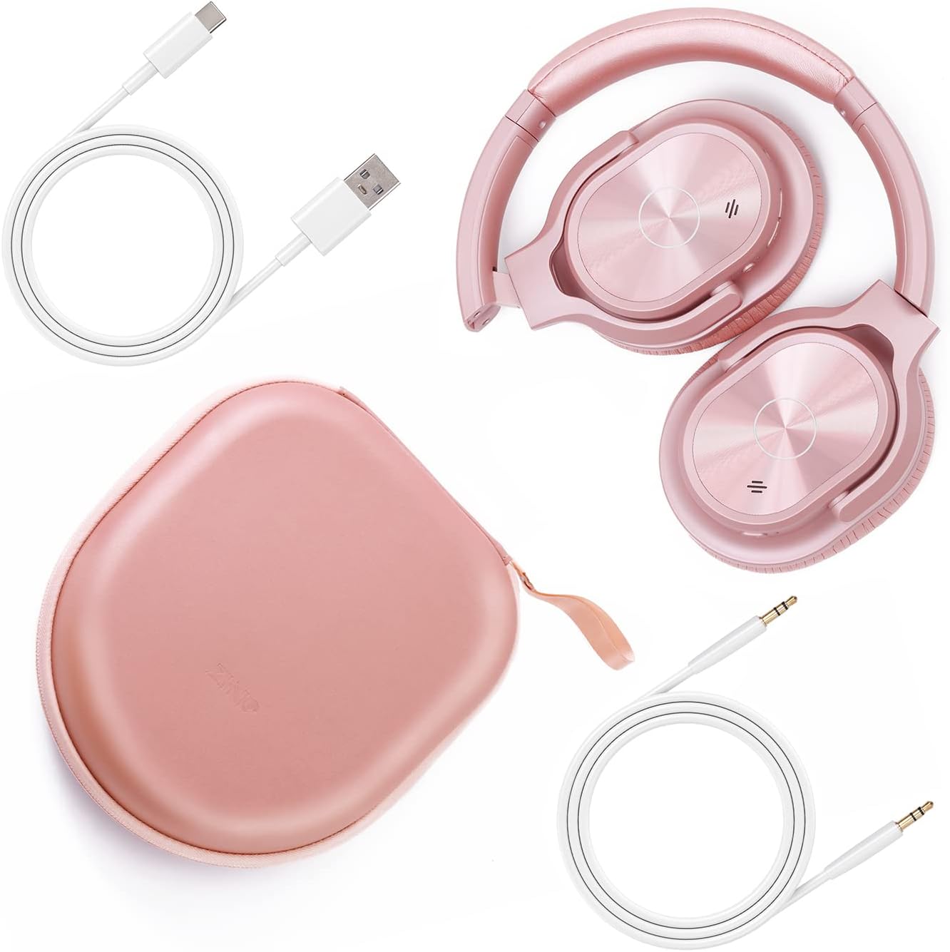 Detalle de ZIHNIC Active Noise Cancelling Headphones (Rose Gold) — 40H Wireless ANC Headset