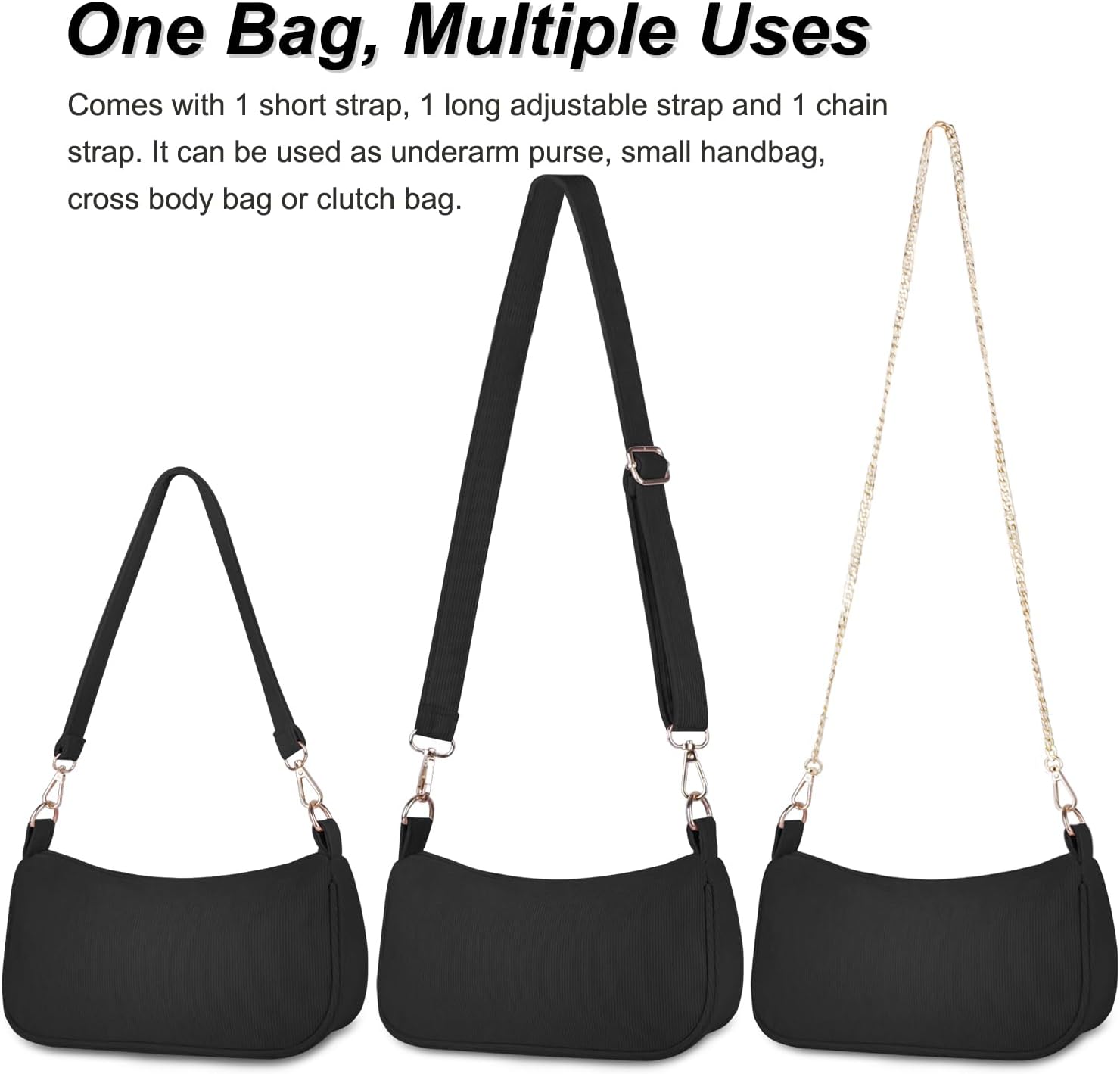 Thumbnail 5 de FITDON Damen Handtasche Klein – Cord Hobo Bag mit 3 abnehmbaren Schultergurten