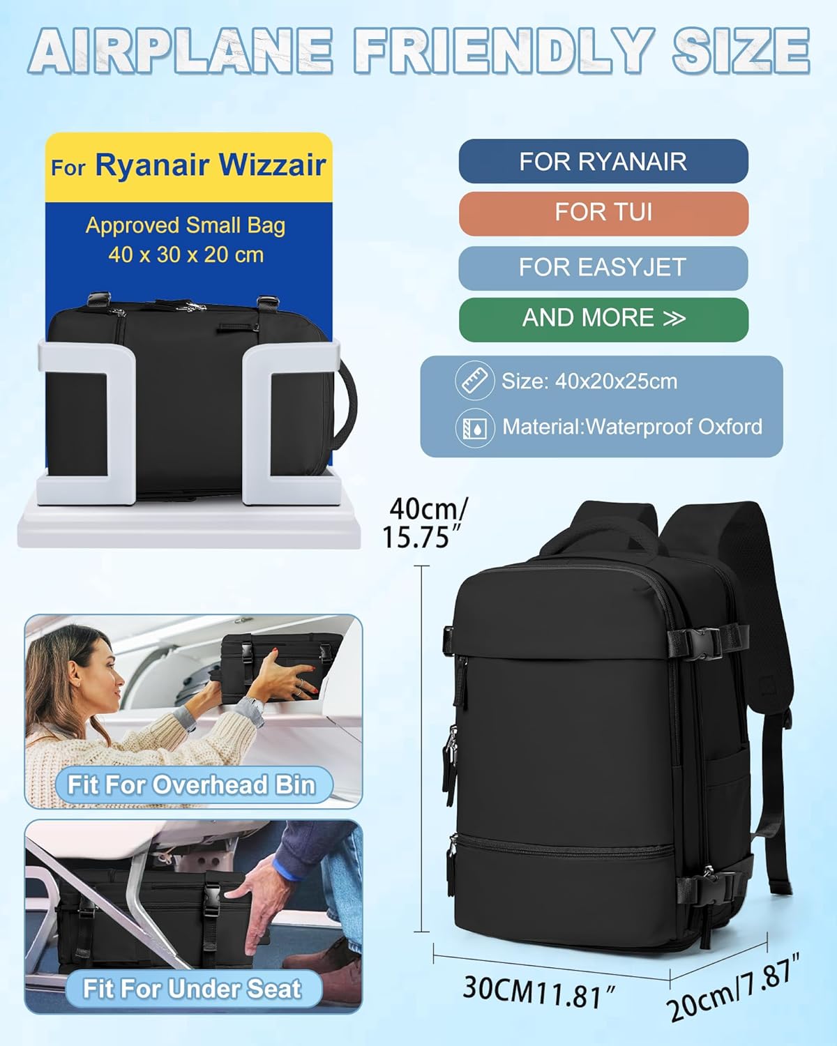 Thumbnail 3 de SZLX Mochila de vacío con bomba y sistema de compresión (40x30x20) para cabina tipo Ryanair