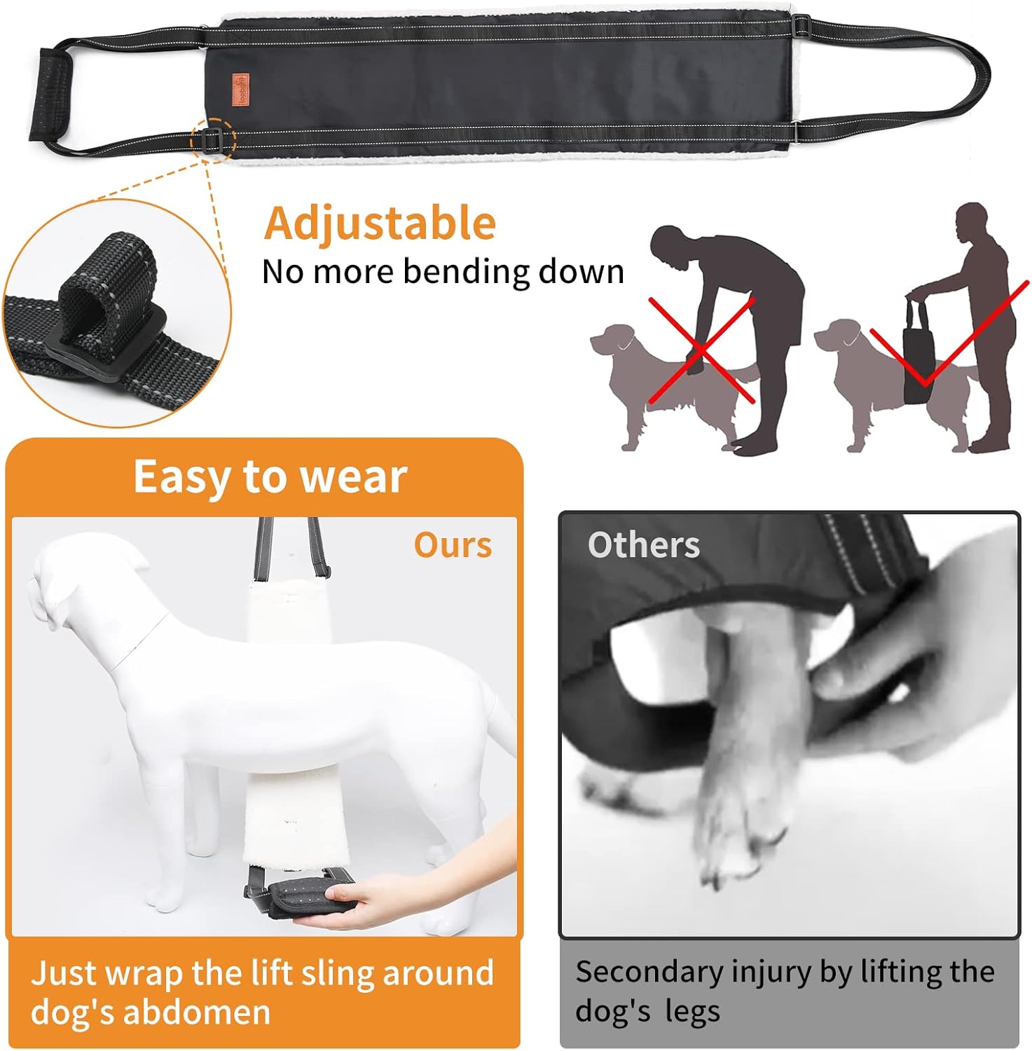 Detalle de Medium Dog Mobility Aids Support Sling for Back Legs