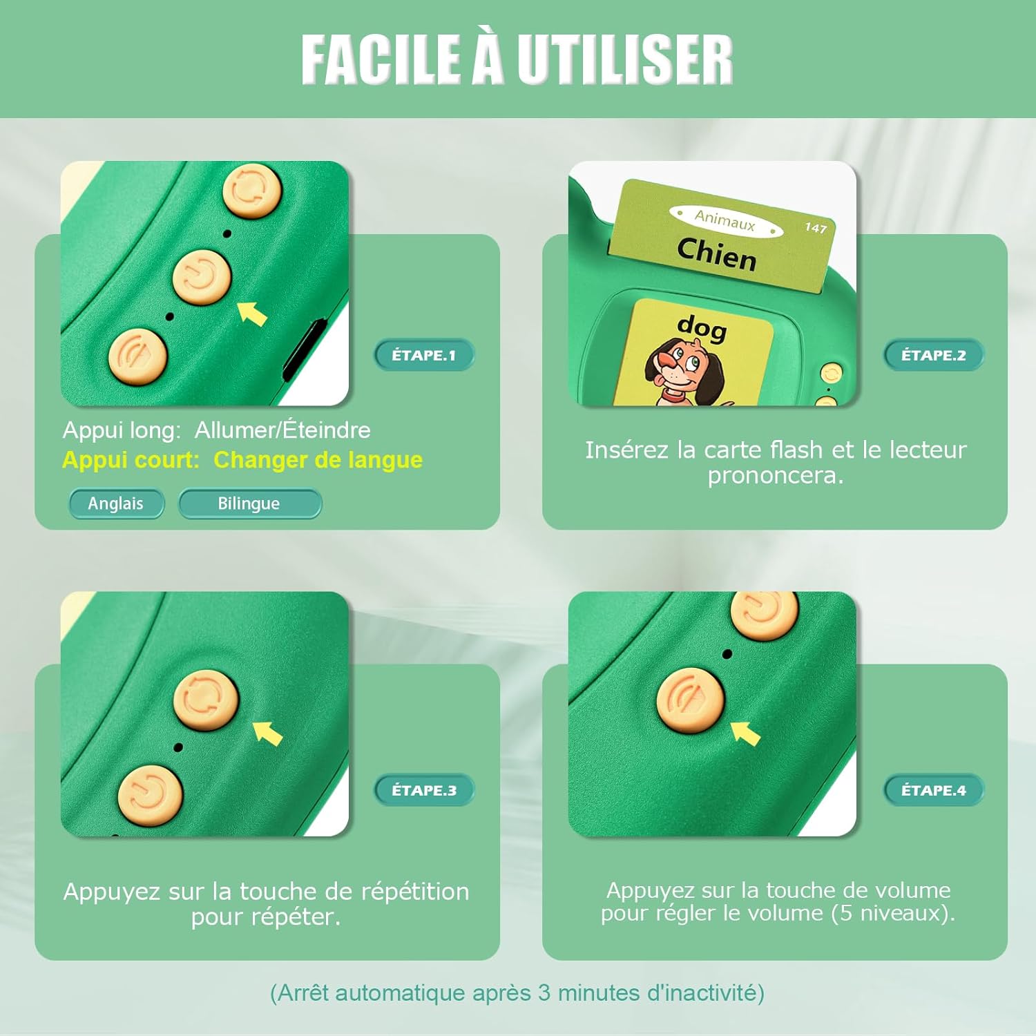 Thumbnail 5 de Cartes Flash Parlantes: Cartes éducatives pour Enfants – 112 feuilles, 224 mots, Montessori