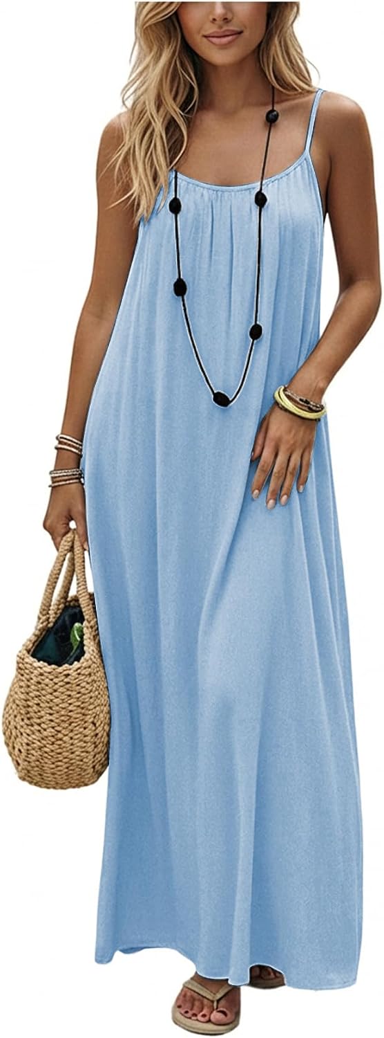Detalle de SHENHE Women's Open Back Spaghetti Strap Beach Maxi Dress