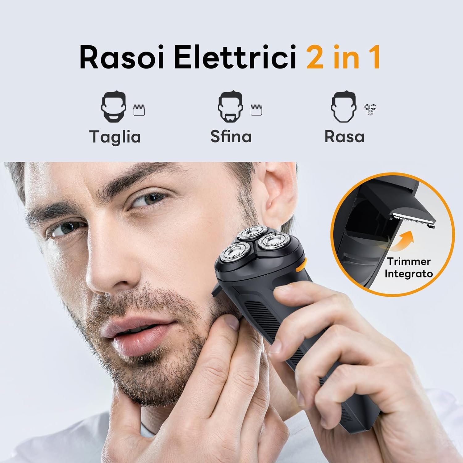 Thumbnail 3 de Rasoio Elettrico Barba 2 in 1 2025 Aggiornato: ricarica USB, testine 3D e taglio retrattile