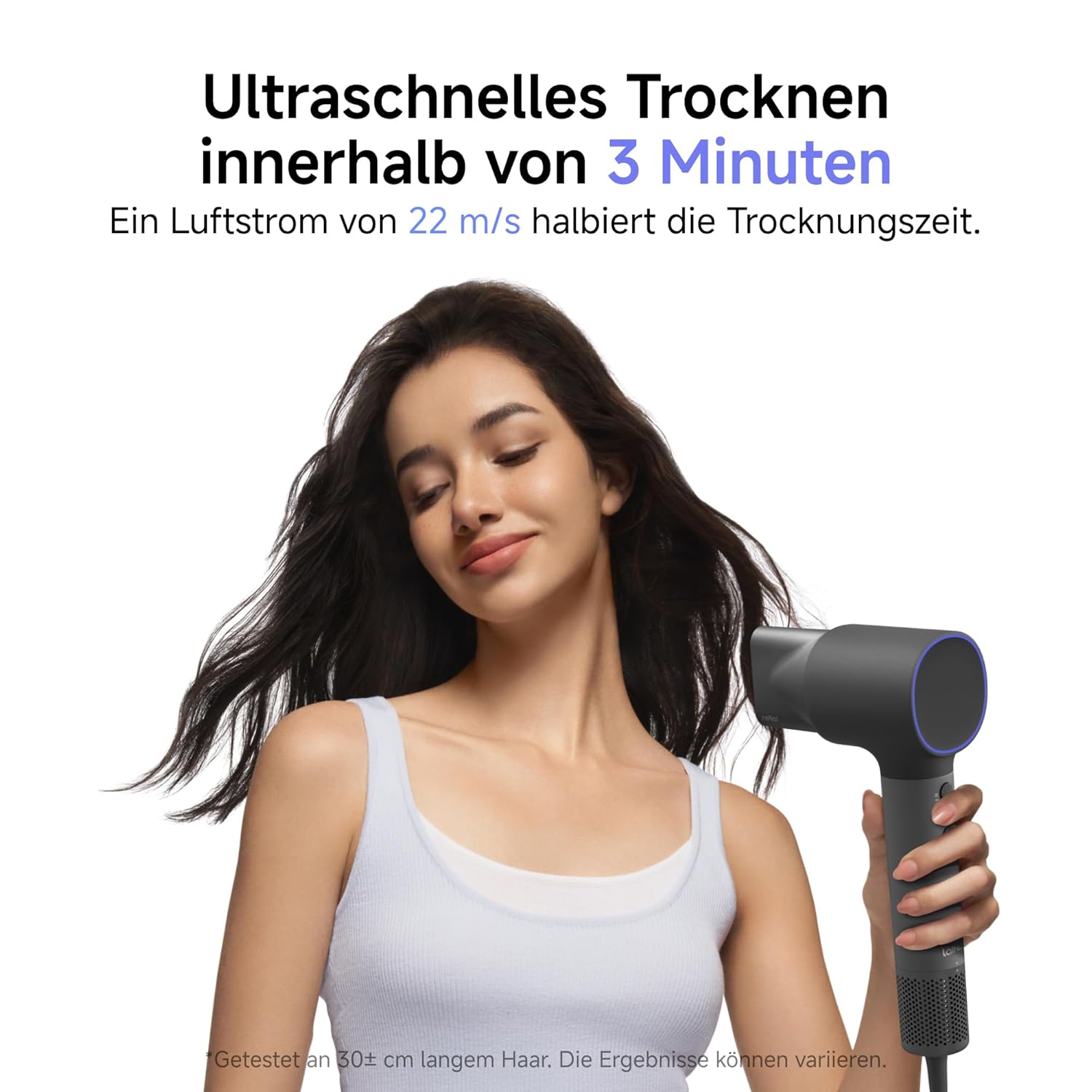 Detalle de Laifen Neo Haartrockner – Hochgeschwindigkeits-Föhn, 22 m/s, 110.000 U/min, 390 g, Shadow-Schwarz
