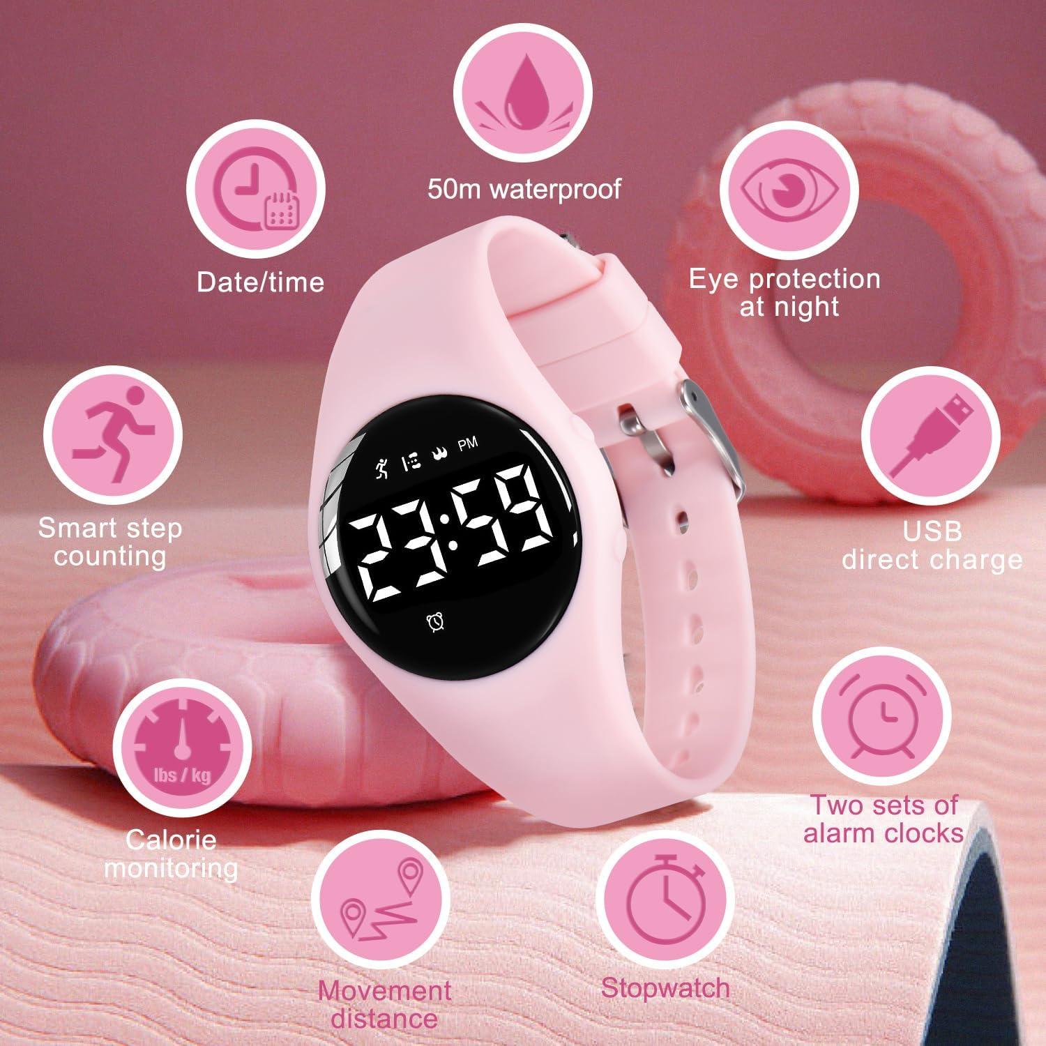 Detalle de A ALPS Kids Digital Sport Watch with Step Counter and Vibration Alarm