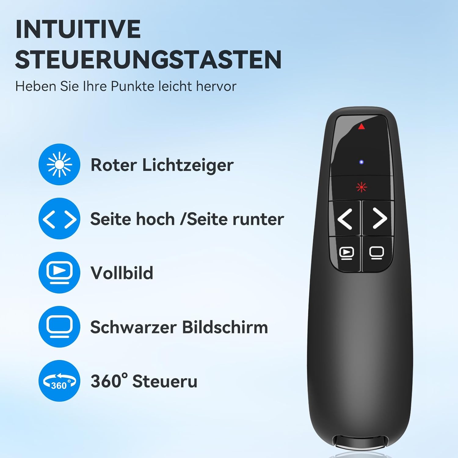Detalle de Kabellose 2-in-1 USB‑C Presenter-Fernbedienung mit Pointer, für PowerPoint & Co. (Batterien nicht enthalten)