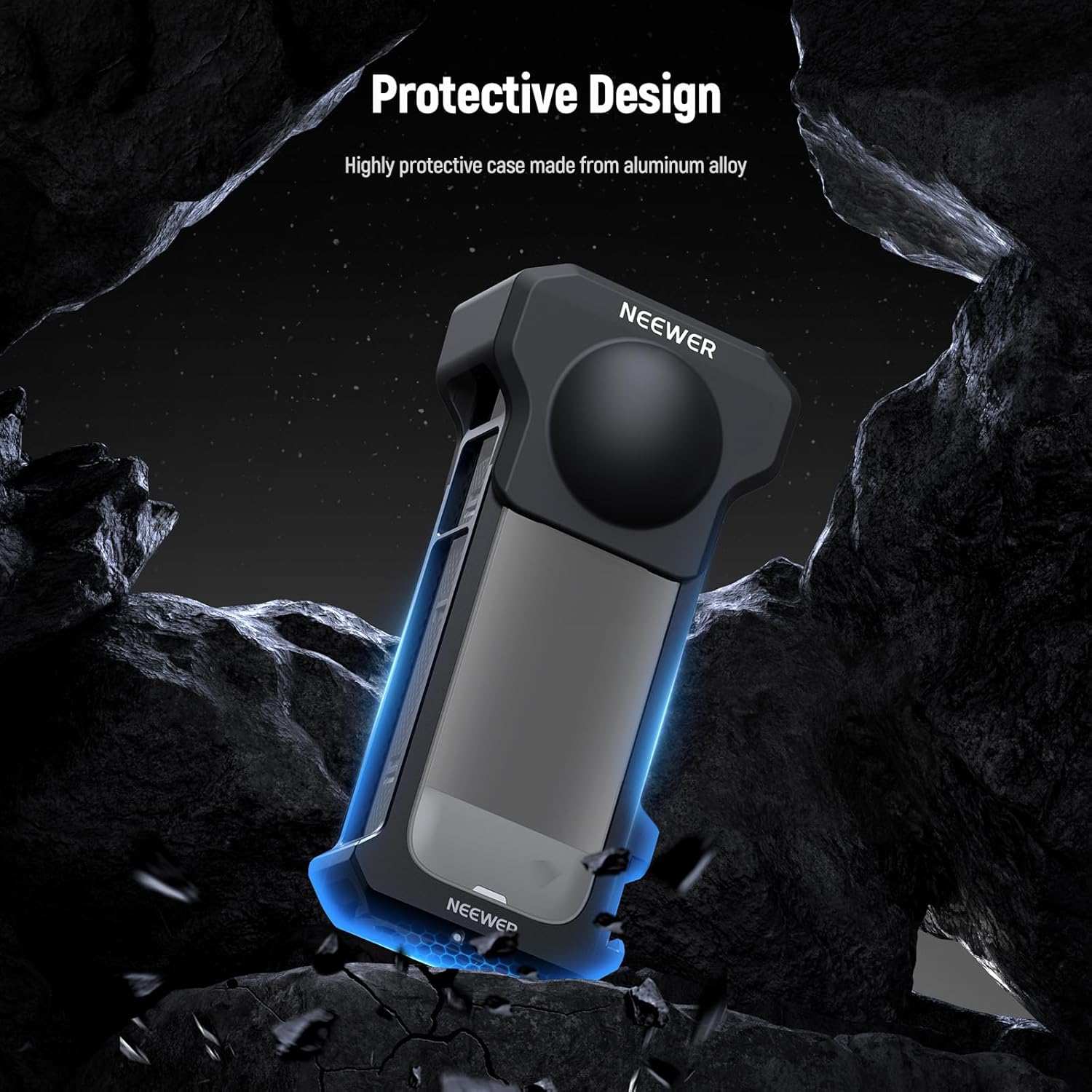 Thumbnail 4 de NEEWER Camera Cage for Insta360 X4 — aluminium rig with quick release, 1/4" threads and lens cap