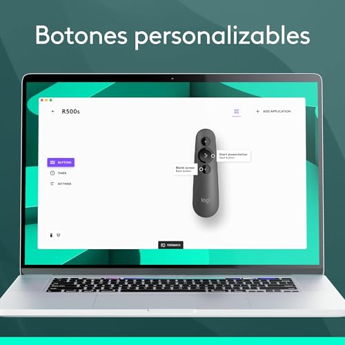 Detalle de Logitech R500s: mando de presentación láser de Clase 1 con Bluetooth y USB, 20 m de alcance