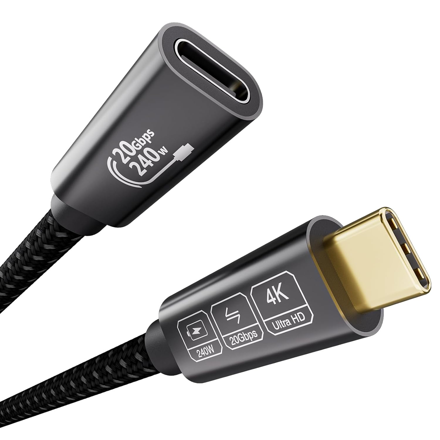 Detalle de EUDOBEL USB-C Verlängerung 3m – 20 Gbit/s, 240W PD, 4K/5K, Thunderbolt 4 kompatibel