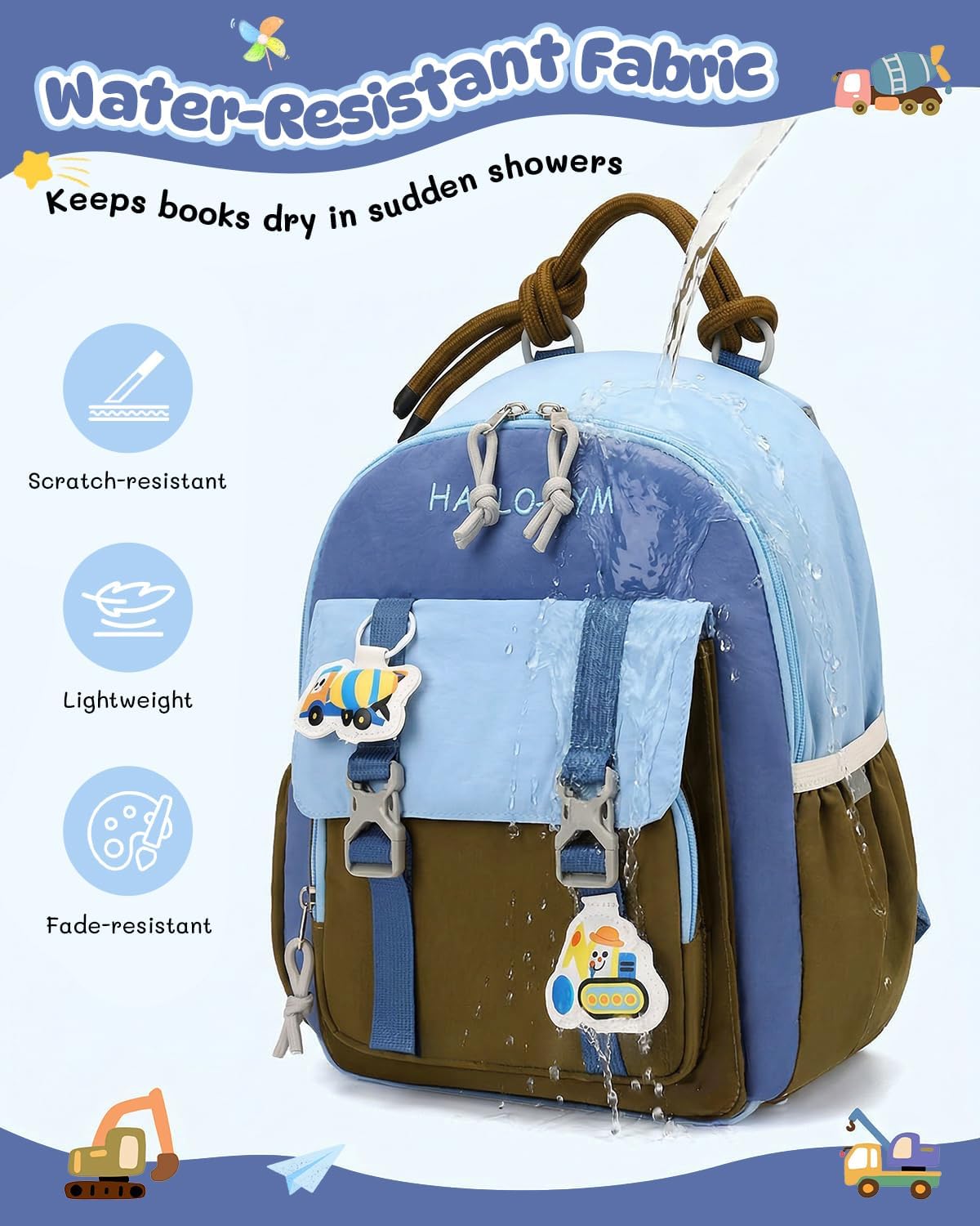 Thumbnail 1 de PROTAURI Kindergartenrucksack Jungen mit Brustgurt – 9.6 L, 3D-Bagger, blau
