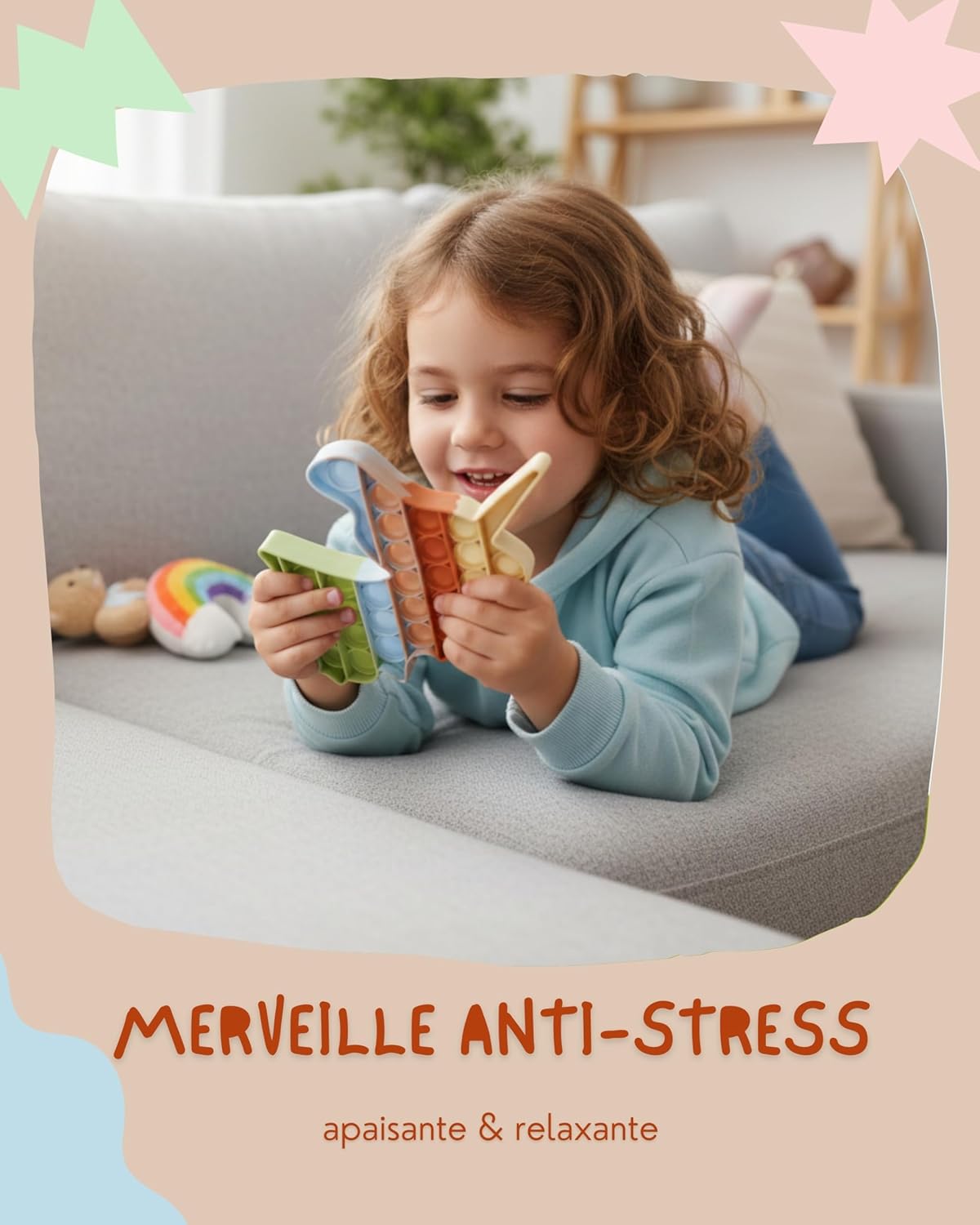 Detalle de Valino Jouet Pop-It Pastel – Fidget Toy étanche en silicone sans BPA