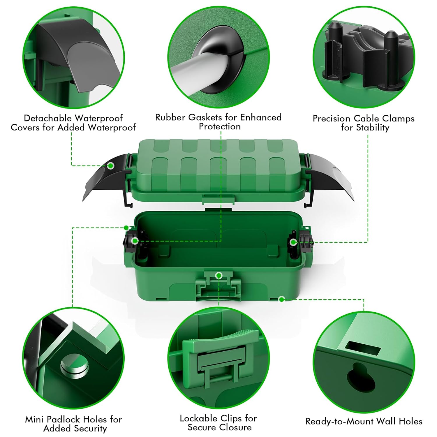 Detalle 2 de Restmo 2-Piece Outdoor Waterproof Electrical Box Set (IP54) with Medium Inner for Outlet, Plug & Power Strip