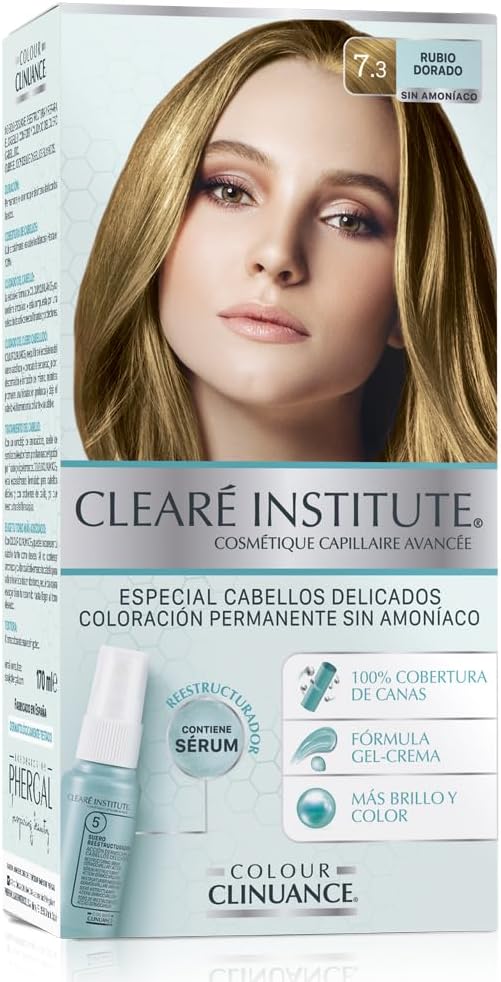 Detalle de Cleare Institute Color Clinuance permanent hårfärg 7.3 guldblond, ammoniakfri kräm