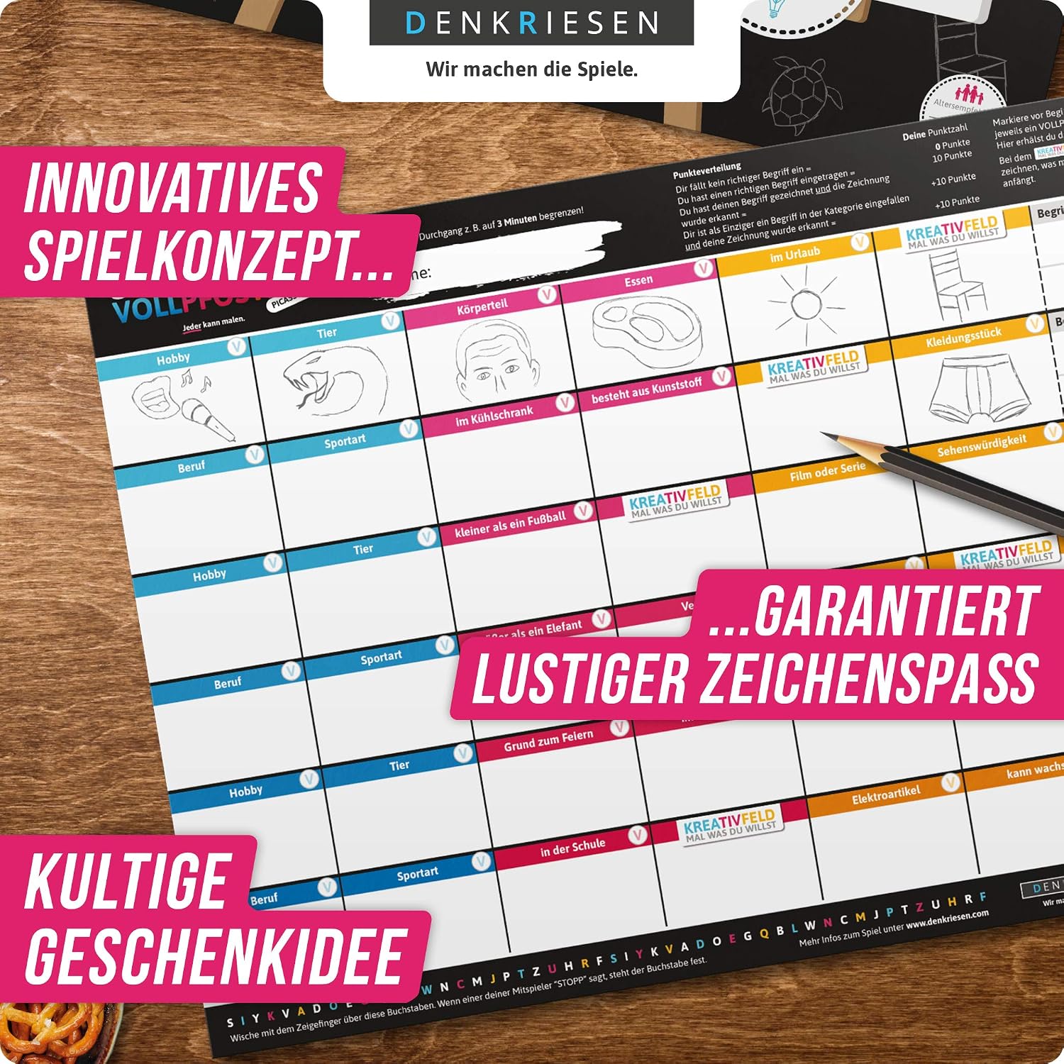 Detalle de DENKRIESEN Stadt Land VOLLPFOSTEN® Picasso Edition (Erweiterung) – Stadt Land Fluss zum Malen ab 8 Jahren
