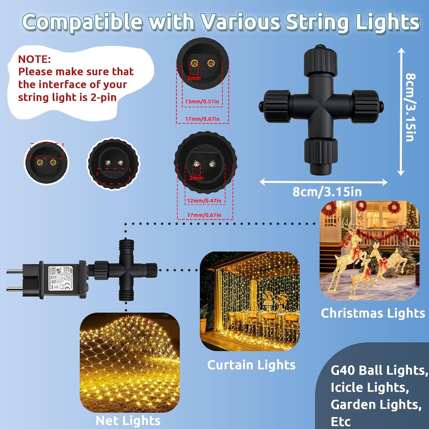 Thumbnail 4 de Joycome 2 Pack 1-to-3 Christmas light splitter 🎄