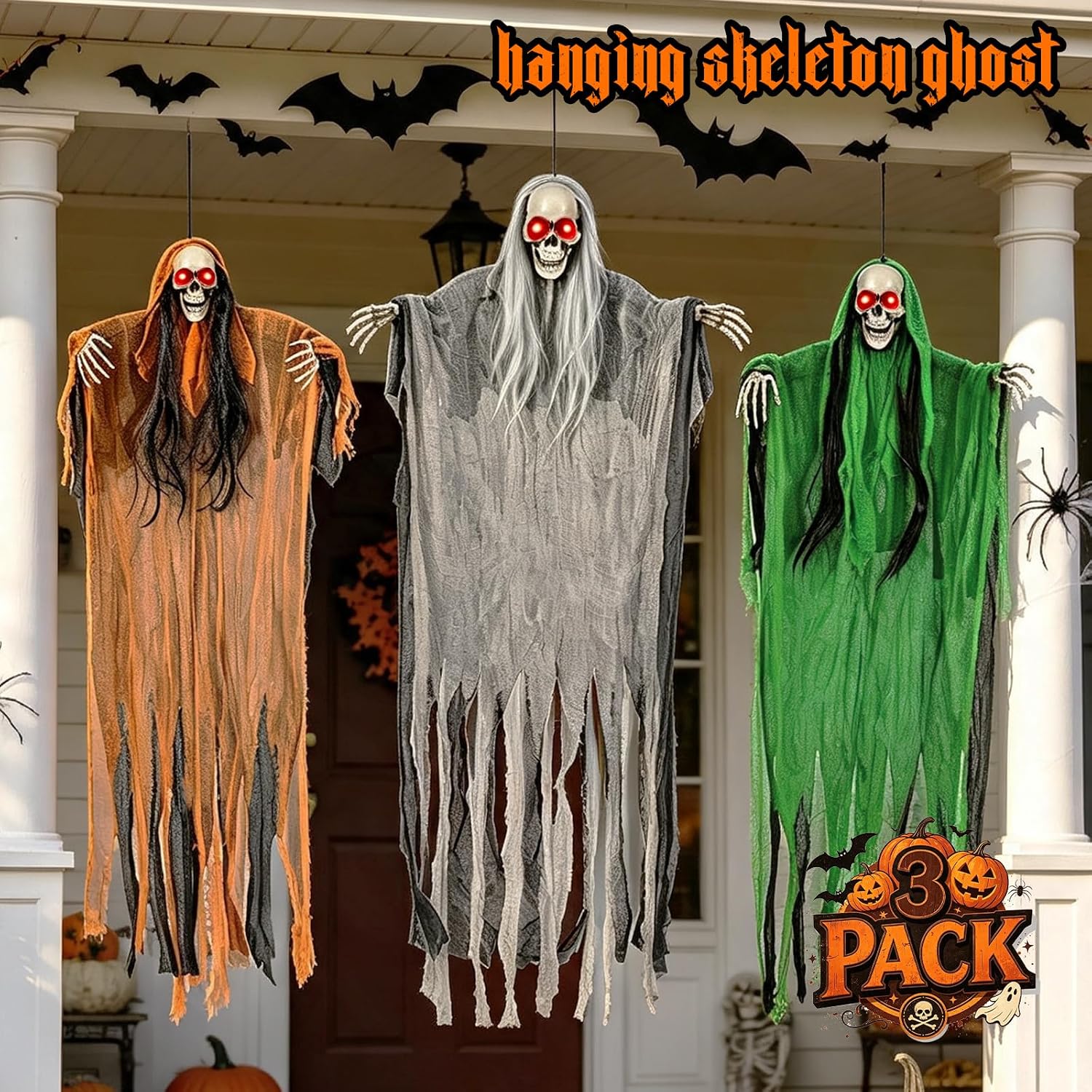 Detalle 2 de Hanging Halloween Skeleton Decorations, 3-Pack