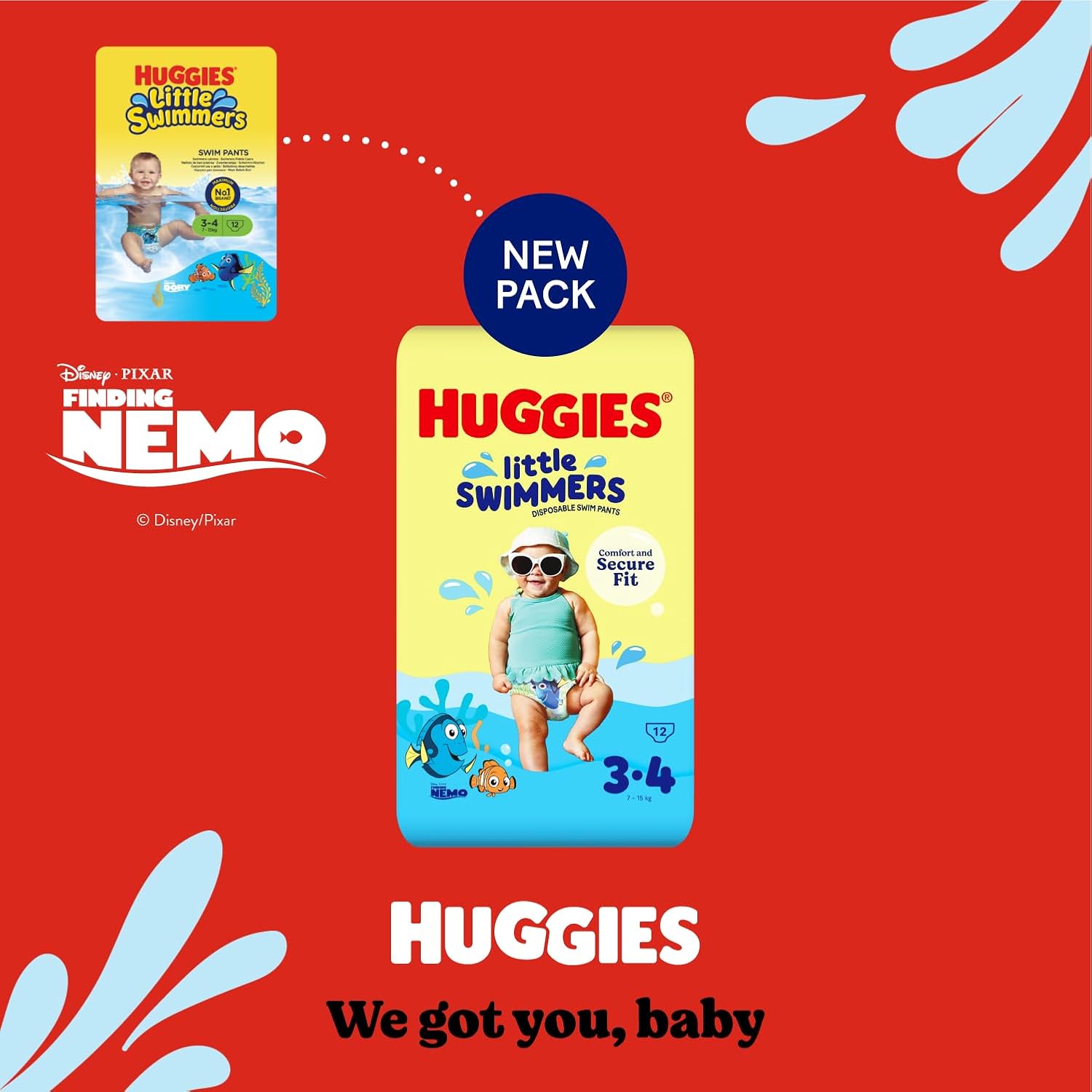 Thumbnail 1 de Huggies Little Swimmers Swim Nappies Size 3-4 (36) – Leak Guards, Stretchy Waistband and Tear Sides