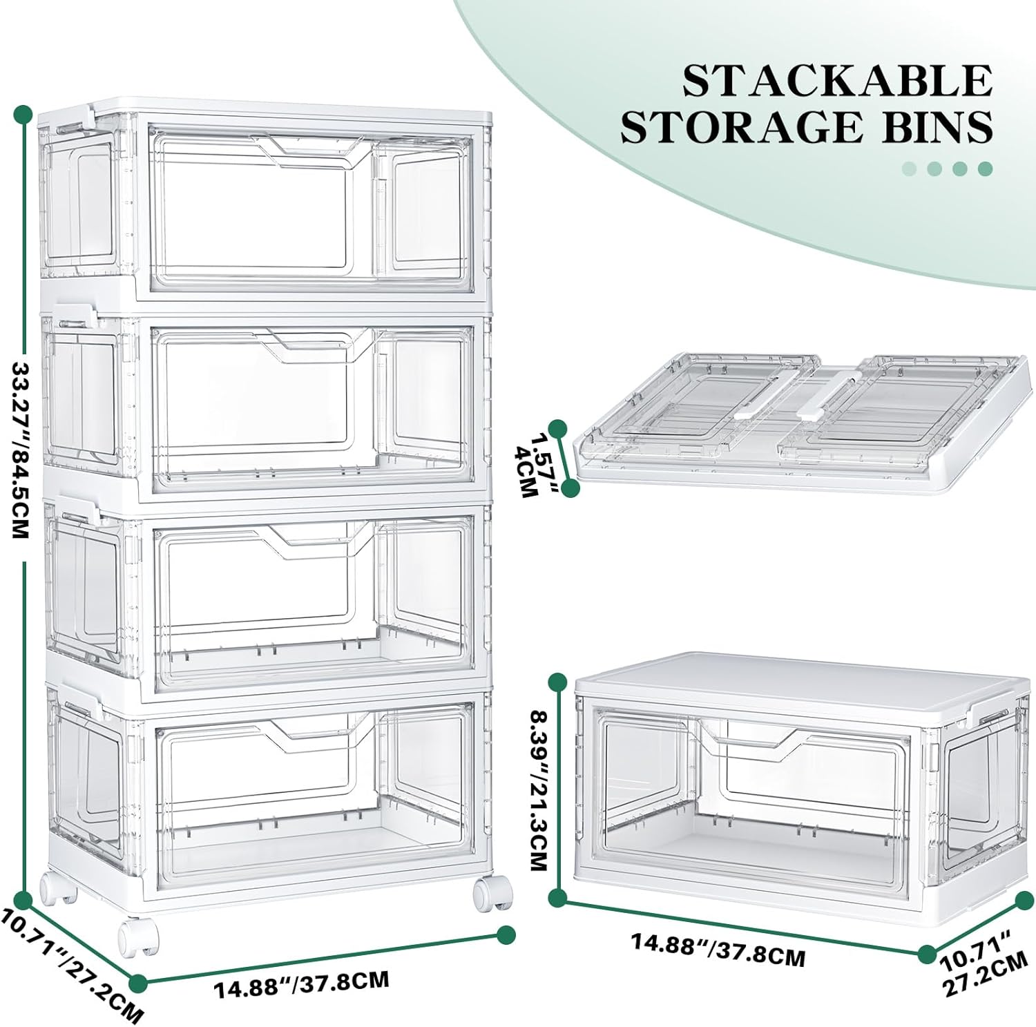 Thumbnail 1 de StowBin 23L Clear Stackable Storage Boxes with Wheels 🗄