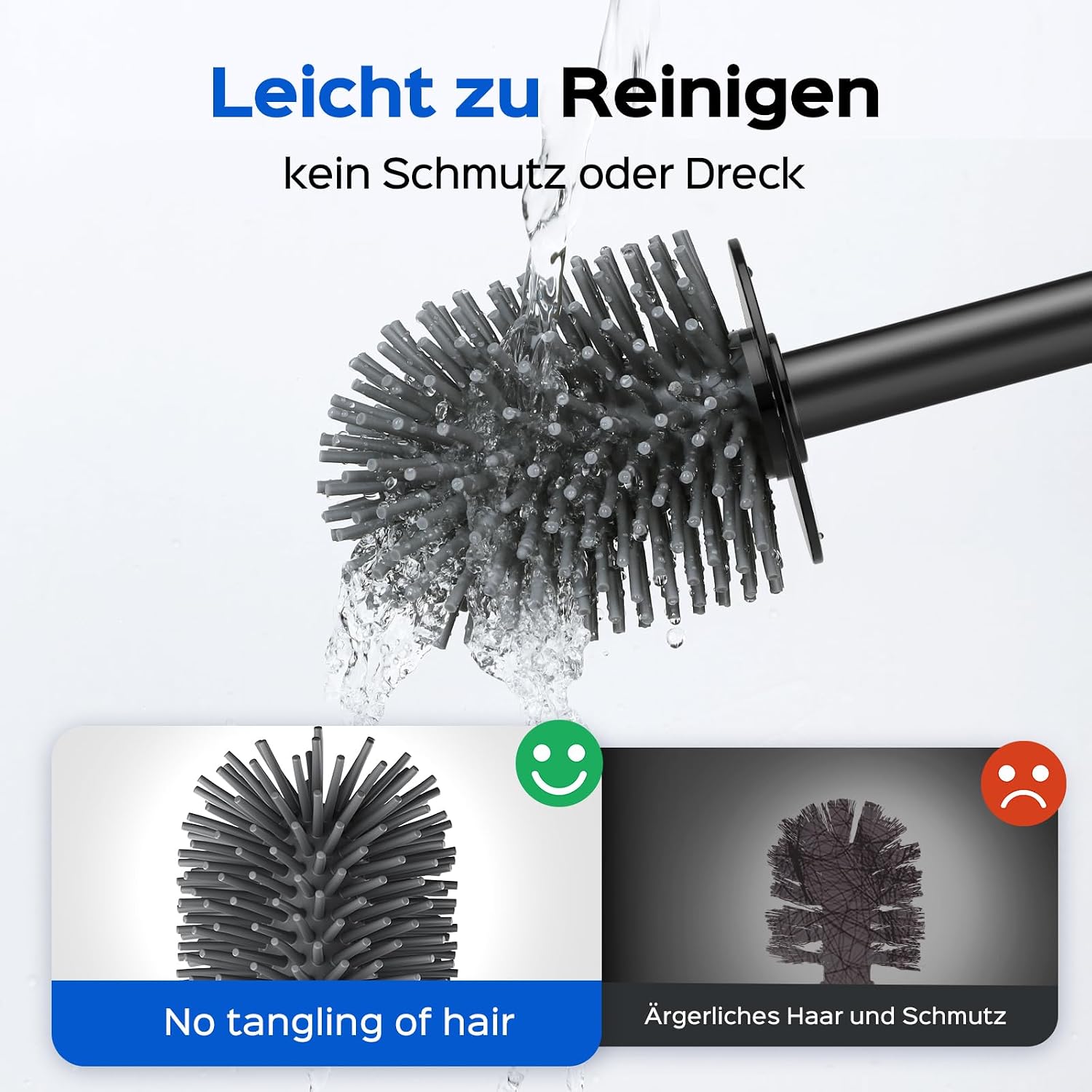 Thumbnail 3 de HAMITOR Klobürste Silikon Edelstahl Schwarz Wandmontage