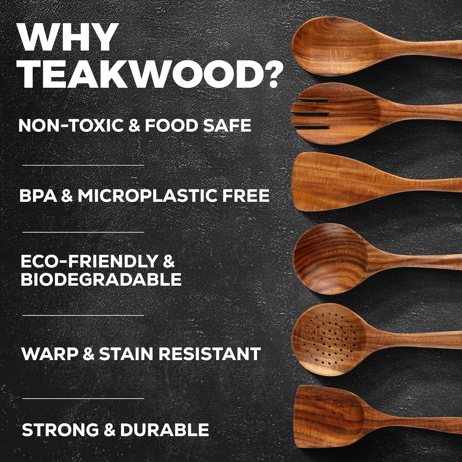 Thumbnail 3 de Zulay Kitchen 6-Piece Teak Wood Spoons set 🍽