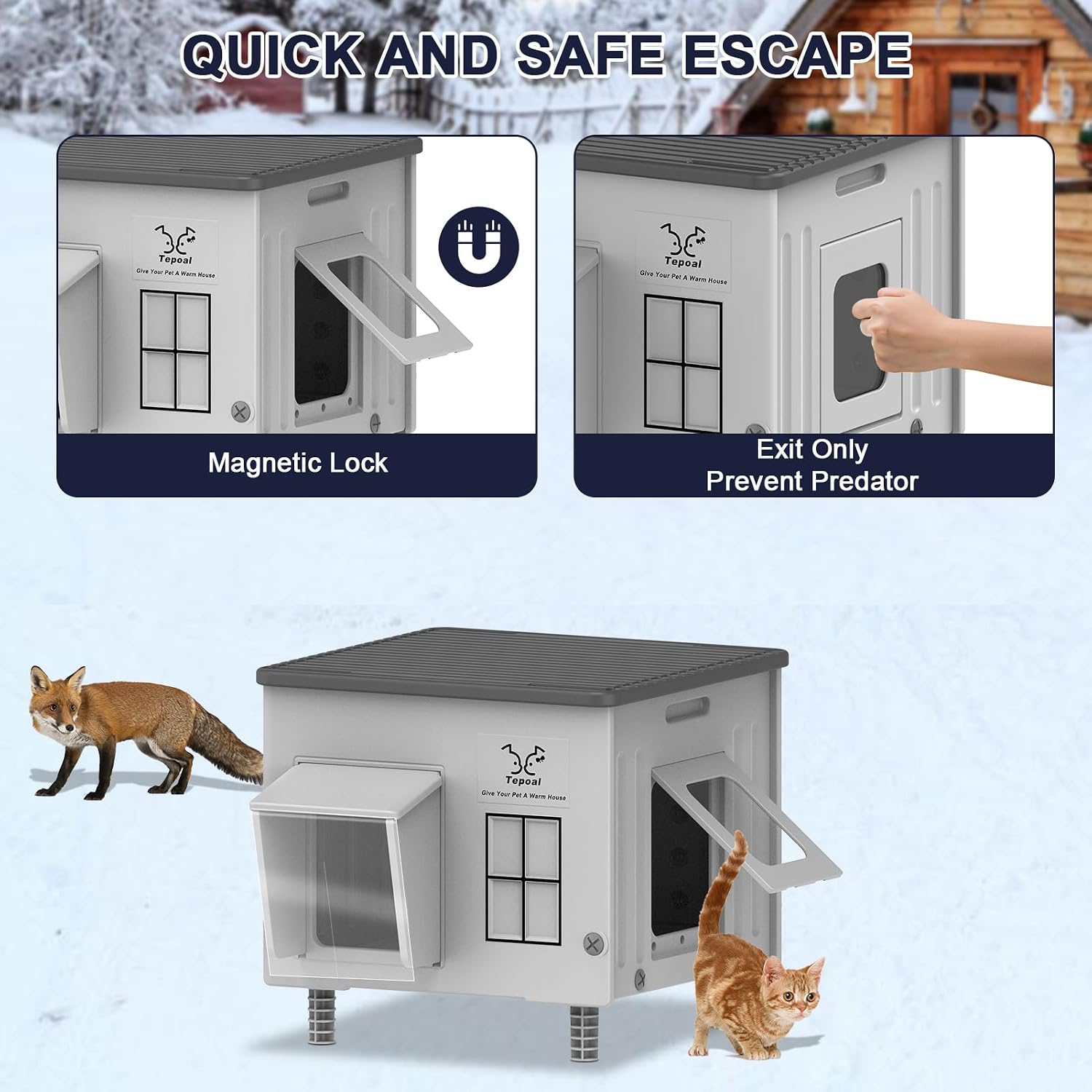 Detalle 2 de Lxheir PL3560C Heated Outdoor Cat House, 17.7 x 17 x 17.5 in