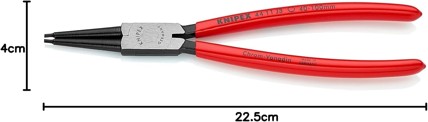 Detalle de KNIPEX 44 11 J3 borgveertang voor binnenringen, 225 mm, 40–100 mm