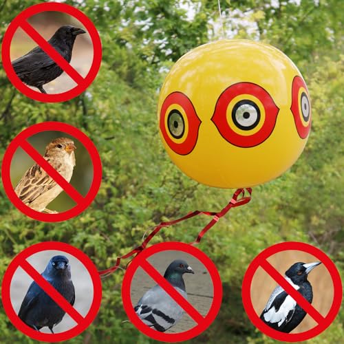 Detalle 2 de COM-FOUR® 4x palloncino repellente per uccelli – spaventapasseri con occhi finti