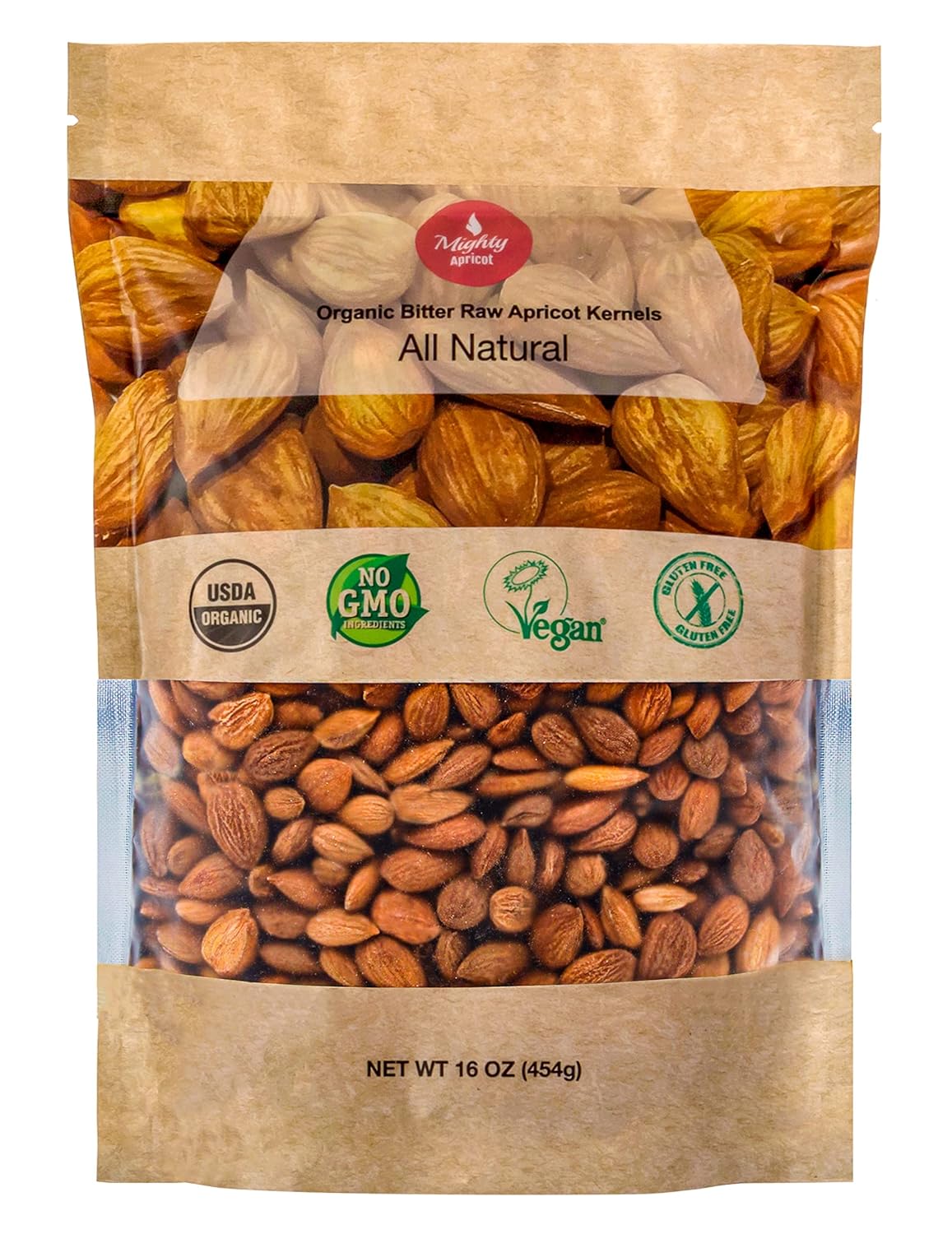 Detalle de Mighty Apricot Organic Bitter Apricot Kernels, Raw, 16 Oz