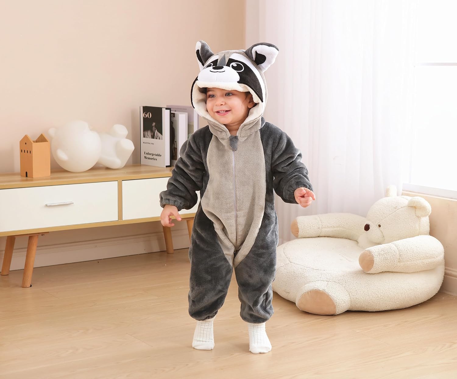 Detalle de CuteOn Baby Costume-HHX Flannel Animal Onesie with Easy-Change Zipper