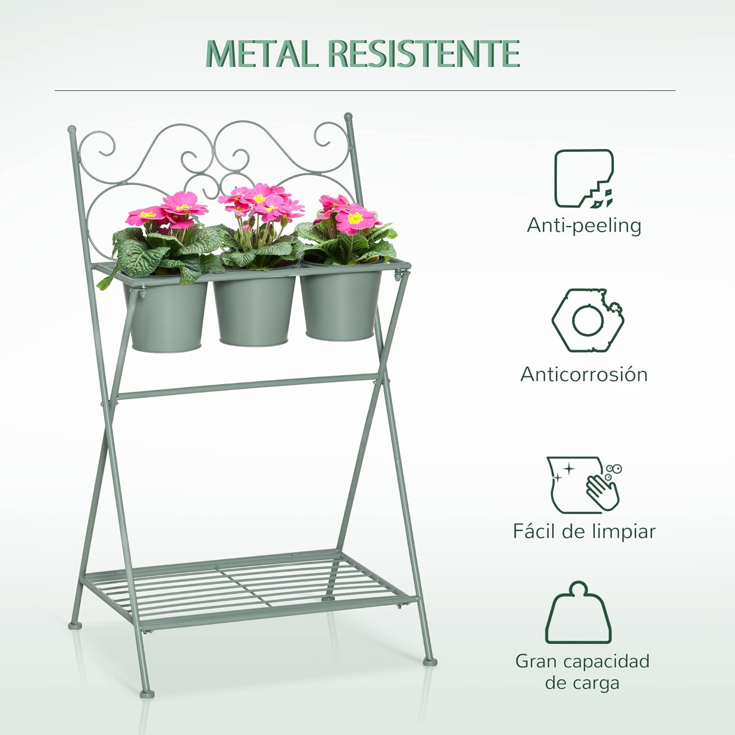 Thumbnail 5 de Outsunny Soporte Plegable para Plantas con 3 Macetas