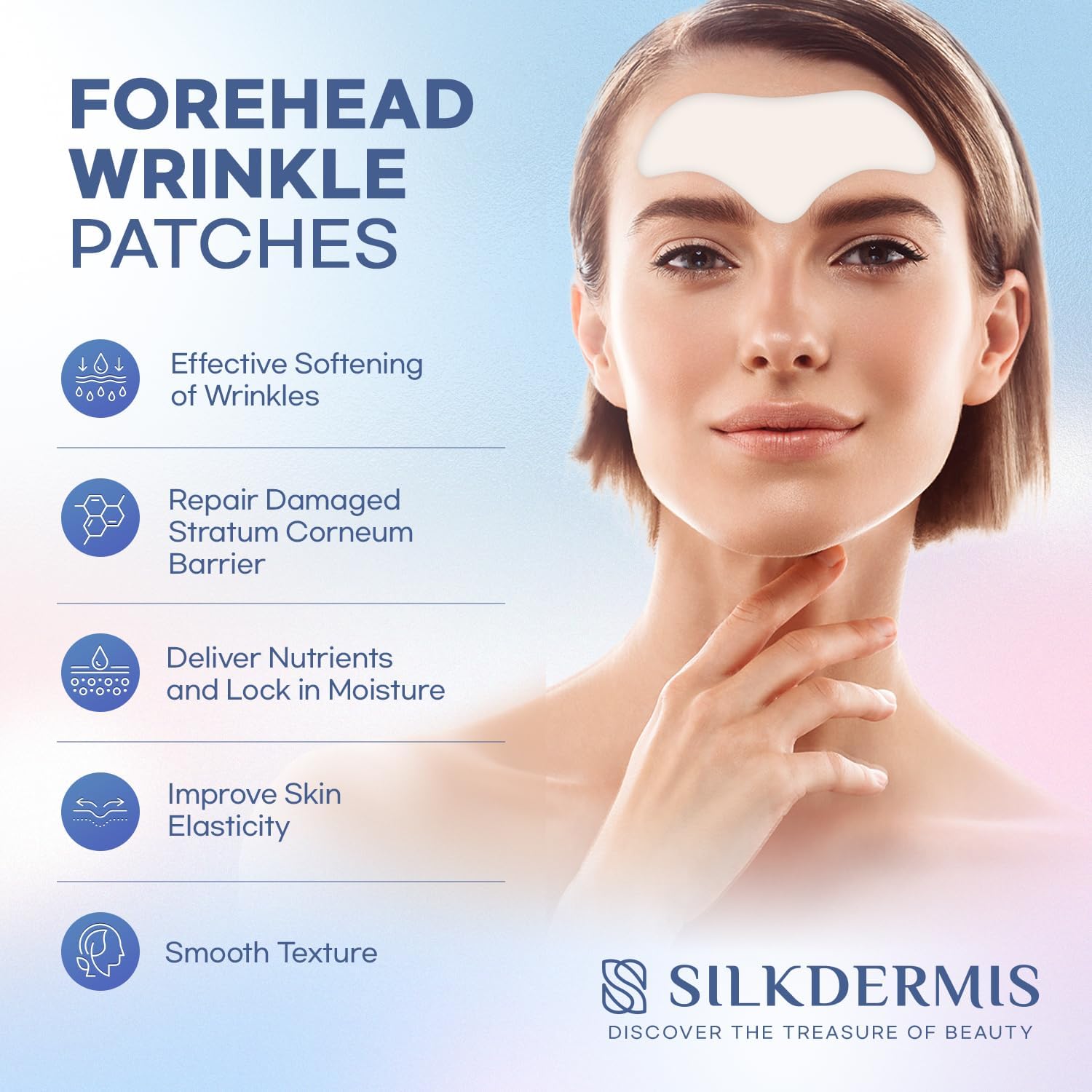 Detalle 2 de SILKDERMIS Forehead Wrinkle Patches, 12-Count with Aloe, Collagen & Vitamin E